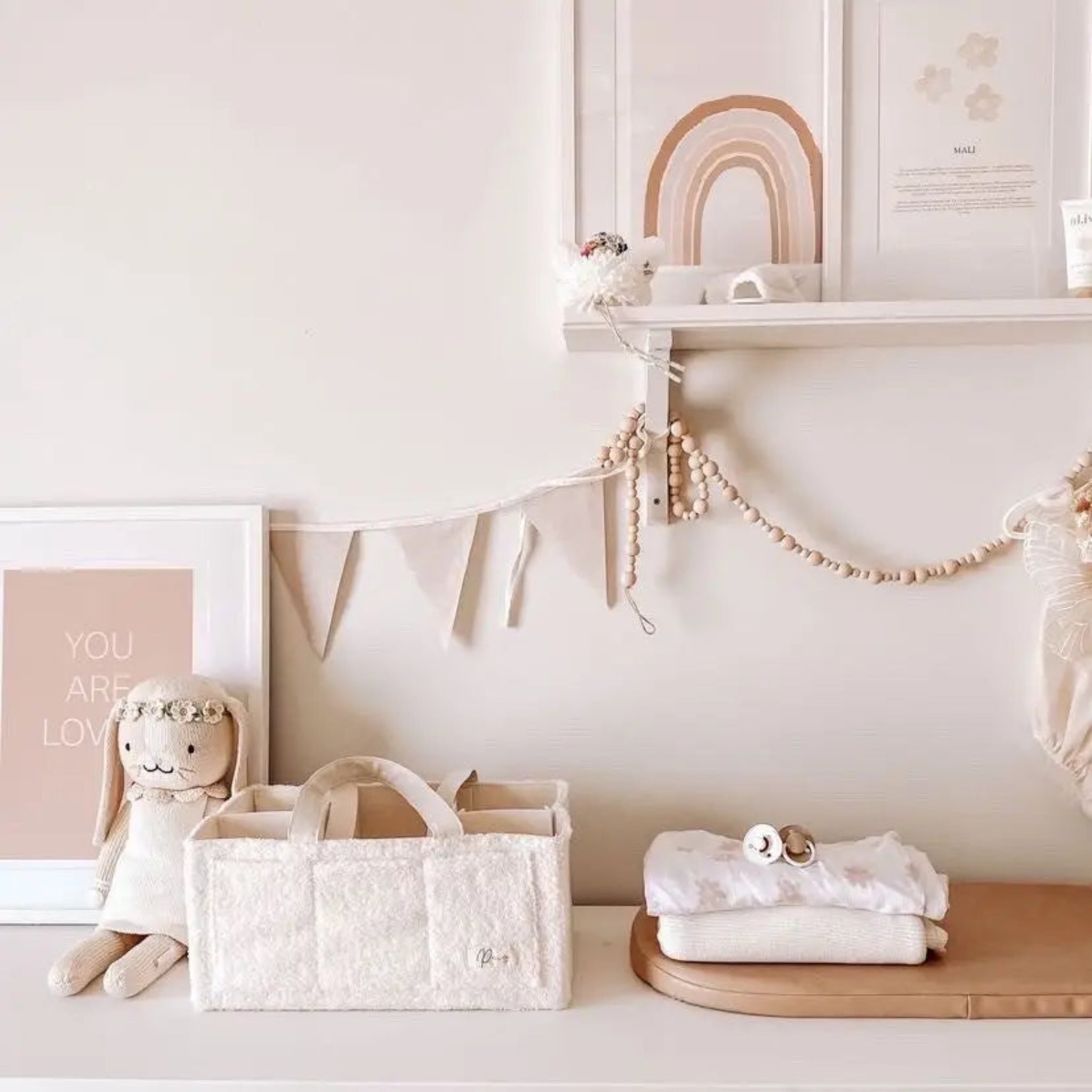 Nappy Caddy Organiser - Teddy | Bone Handles