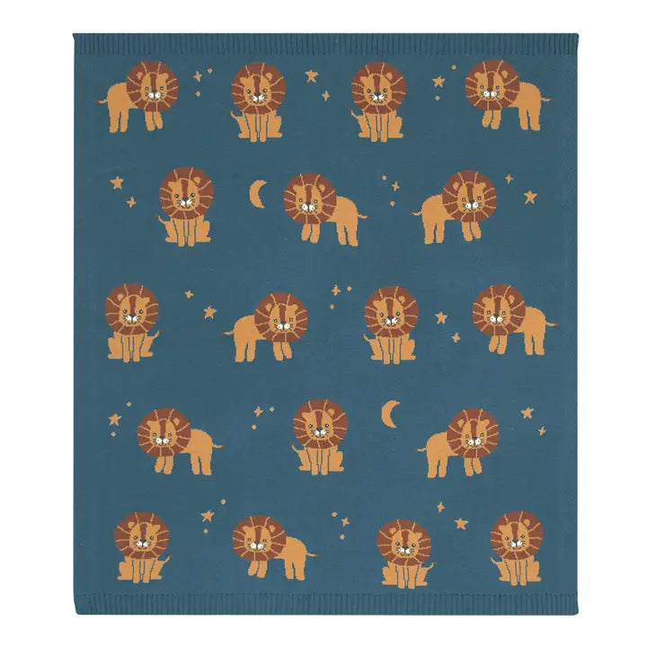 Lion Cotton Knitted Blanket-Living Textiles