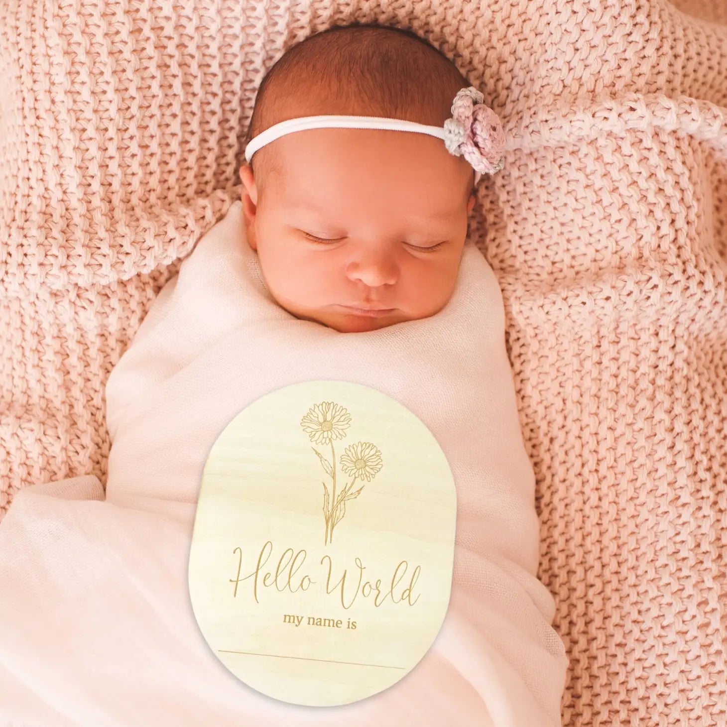 Hello World Flower Disc Birth Announcement Disc-Timber Tinkers