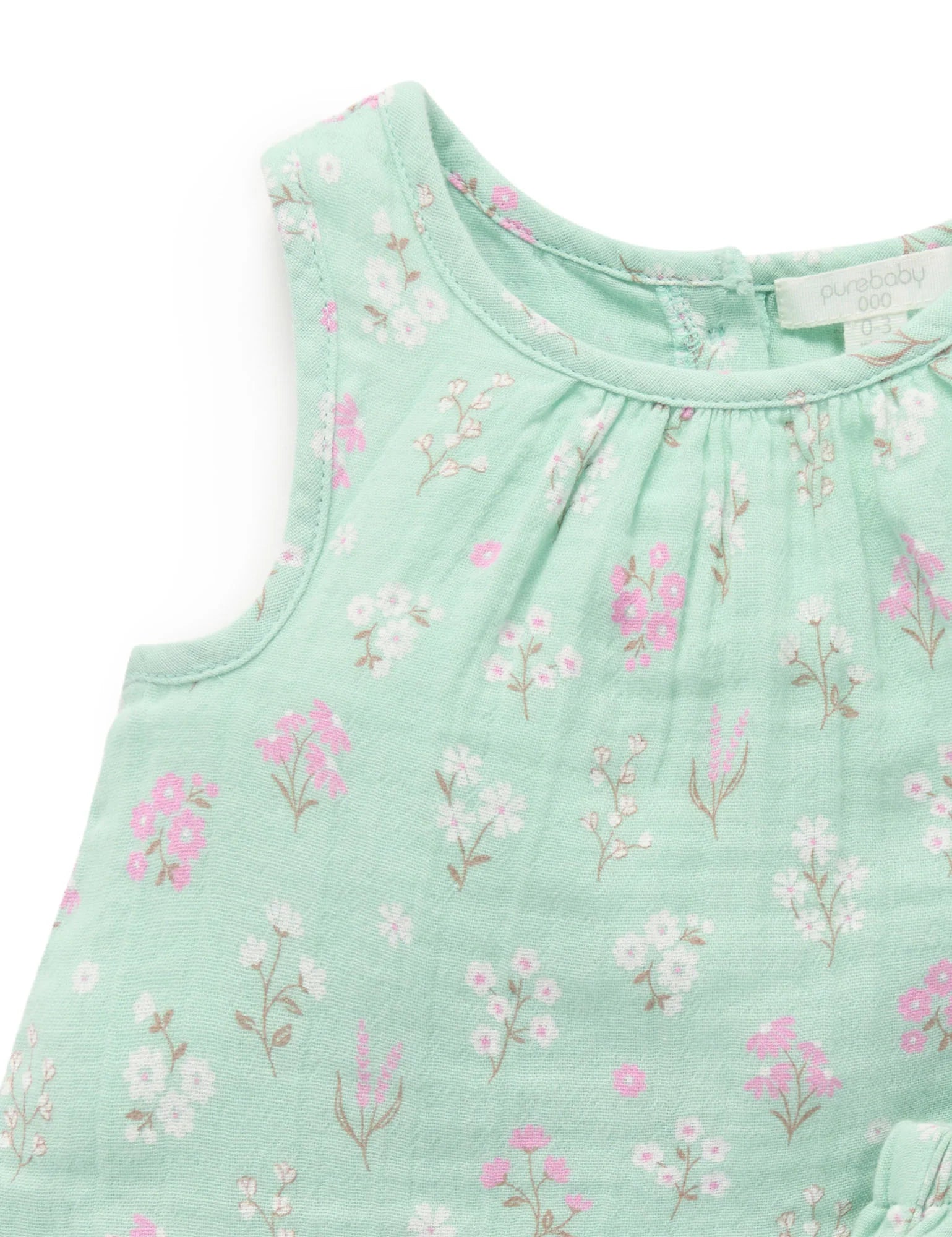 Seafoam Floral Ruffle Set-Purebaby