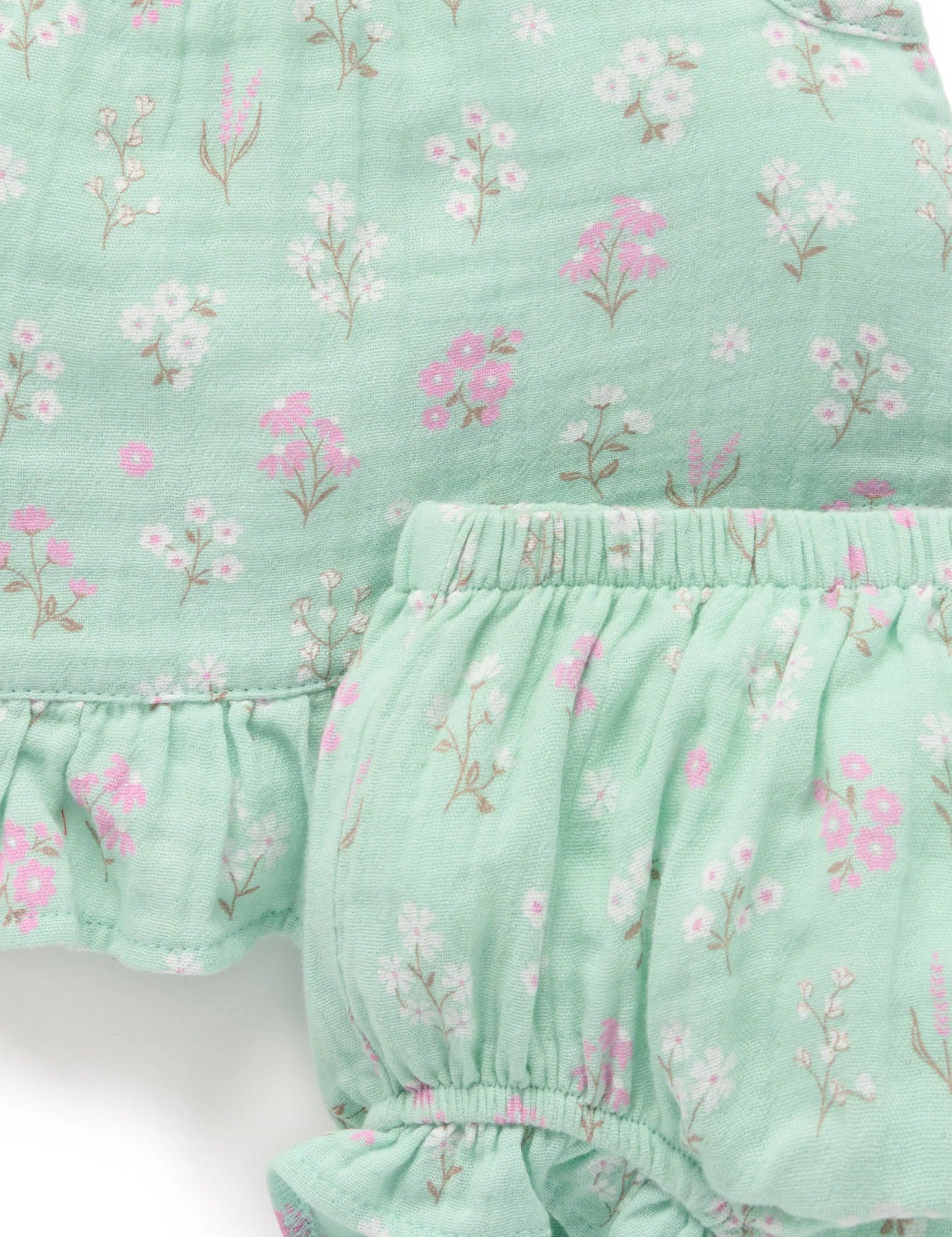 Seafoam Floral Ruffle Set-Purebaby