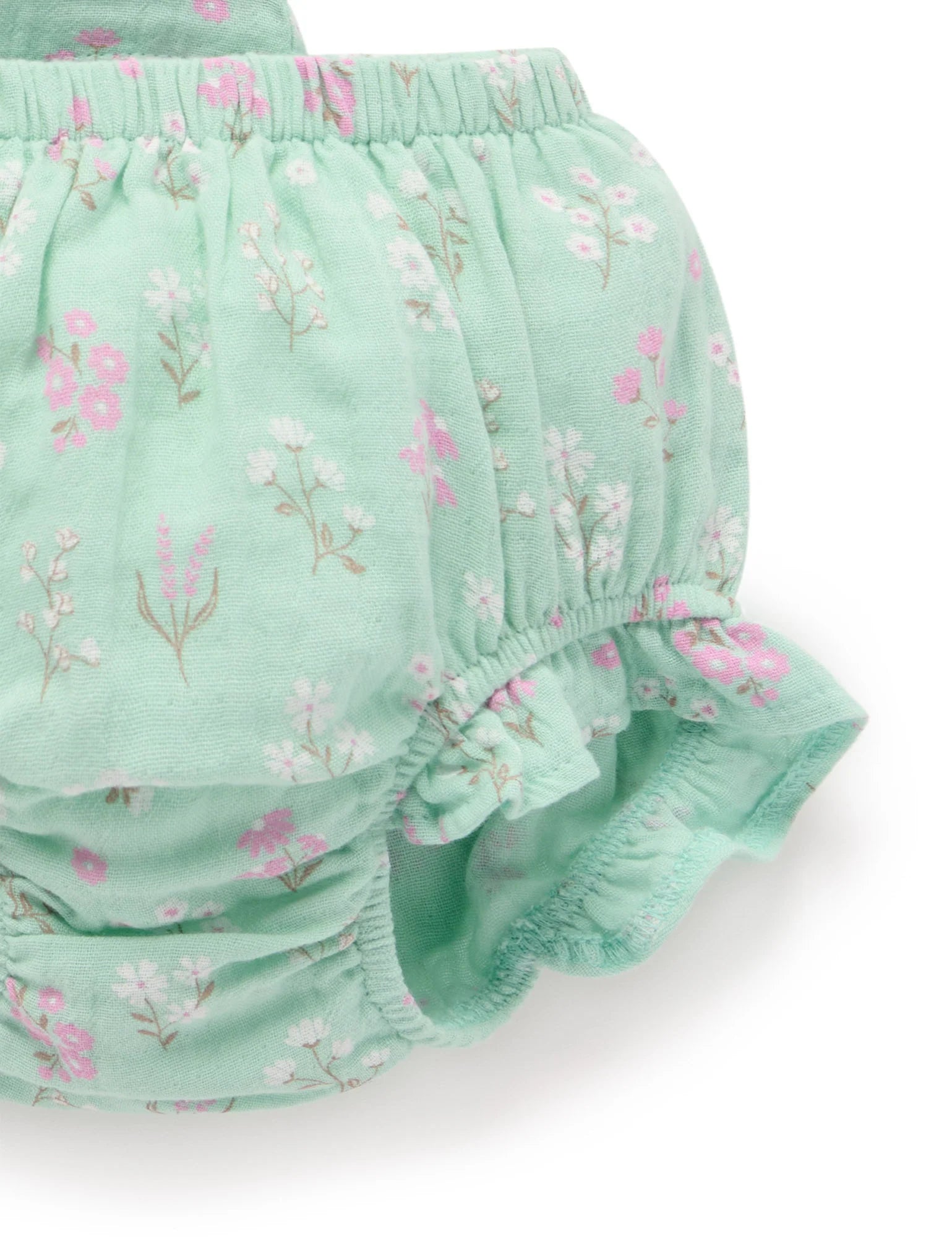 Seafoam Floral Ruffle Set-Purebaby