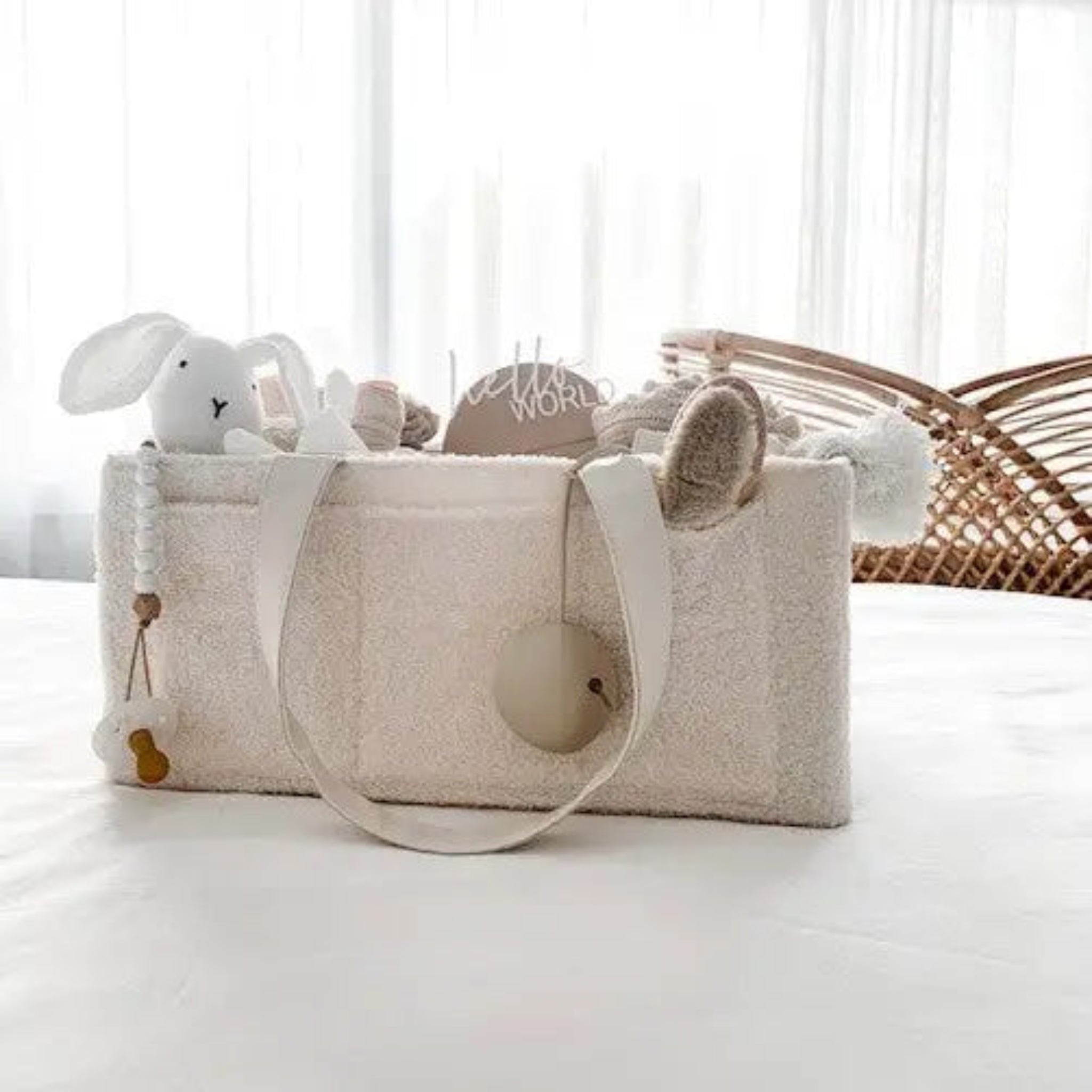 Nappy Caddy Organiser - Teddy | Bone Handles