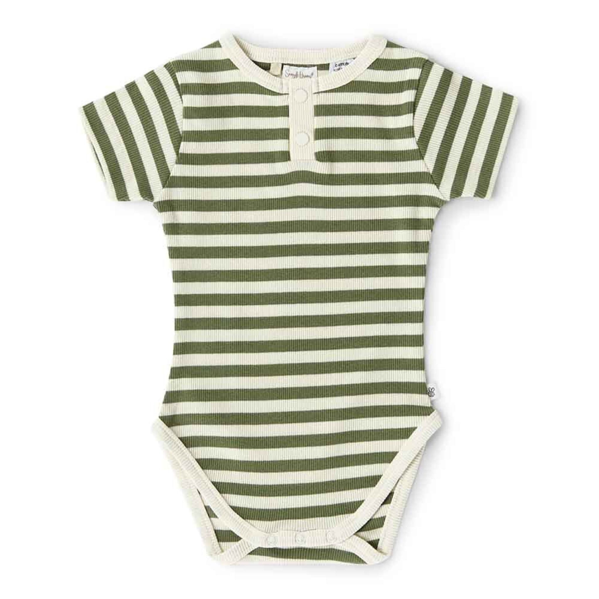 Olive Stripe Short Sleeve Bodysuit-Snuggle Hunny