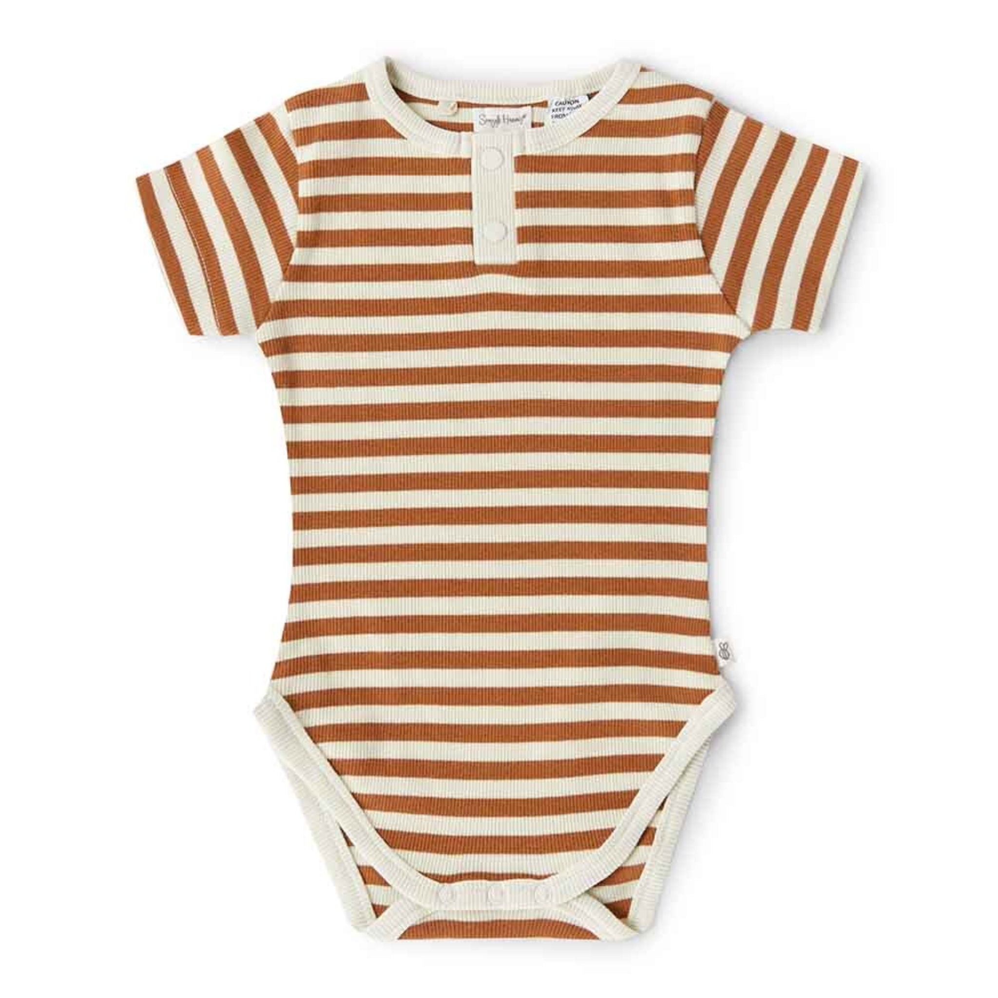 Biscuit Stripe Short Sleeve Bodysuit-Snuggle Hunny