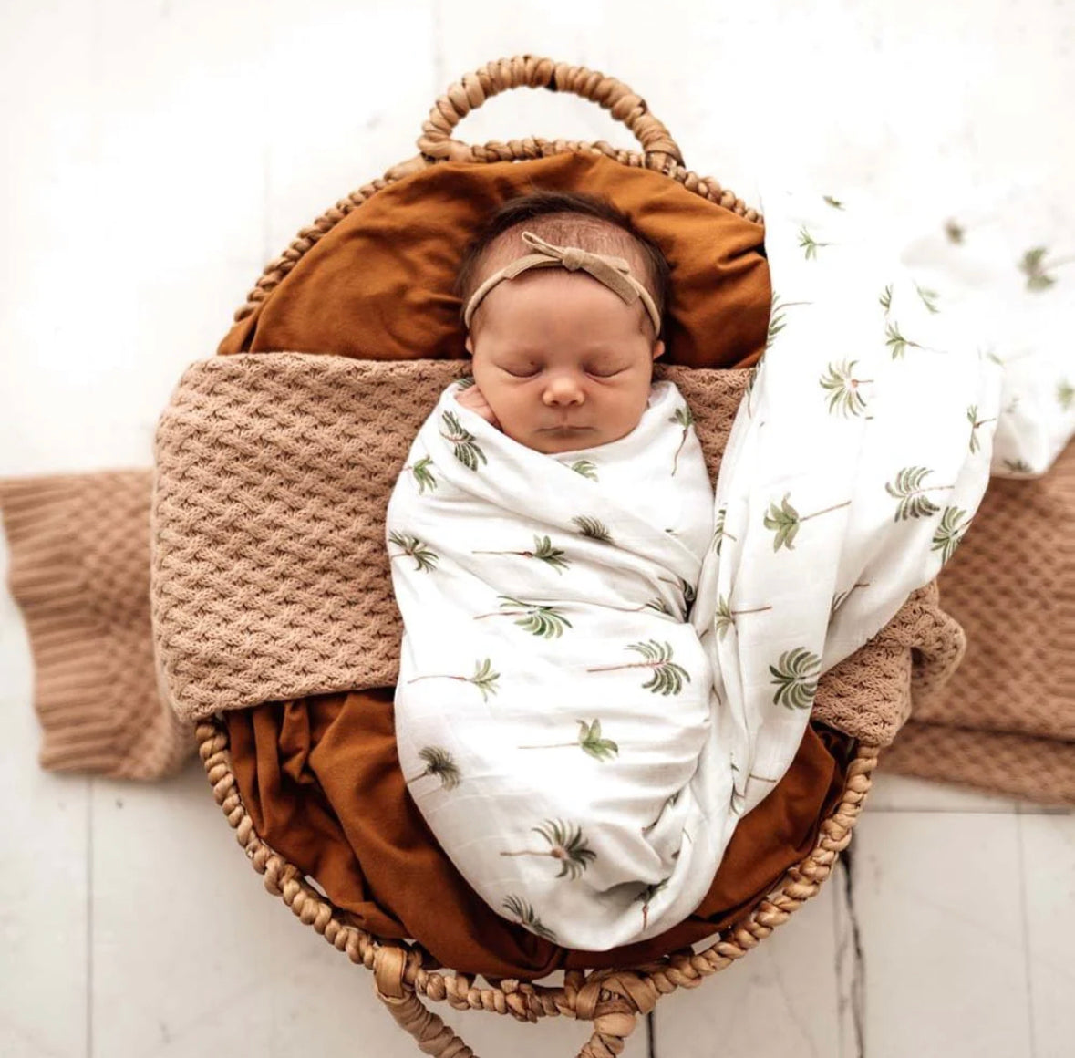 Green Palm Organic Muslin Wrap-Snuggle Hunny