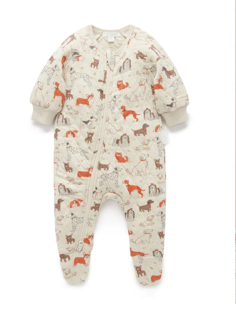 Doggy Quilted Growsuit- Purebaby