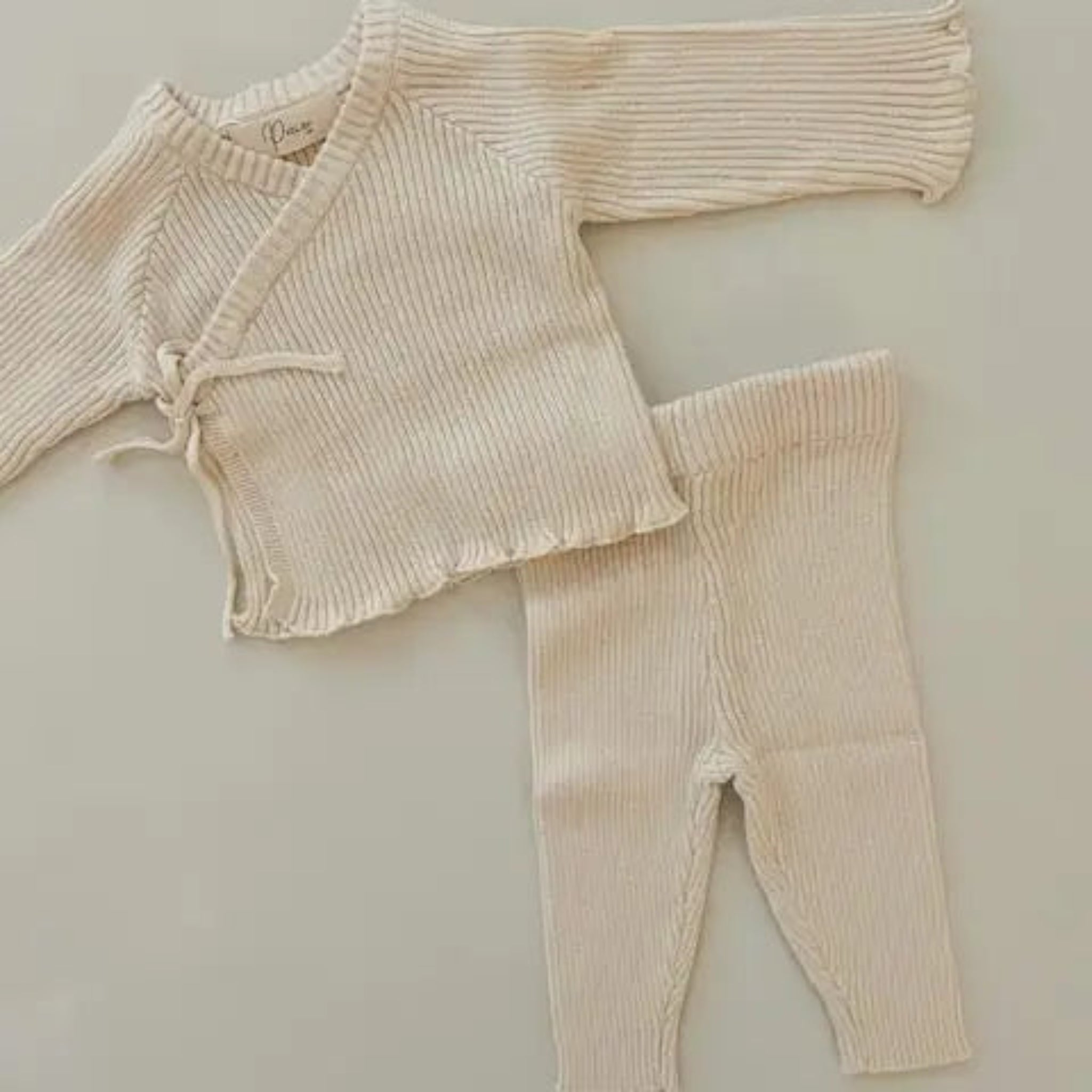 Ribbed Kimono Set Oat-Petite & Co