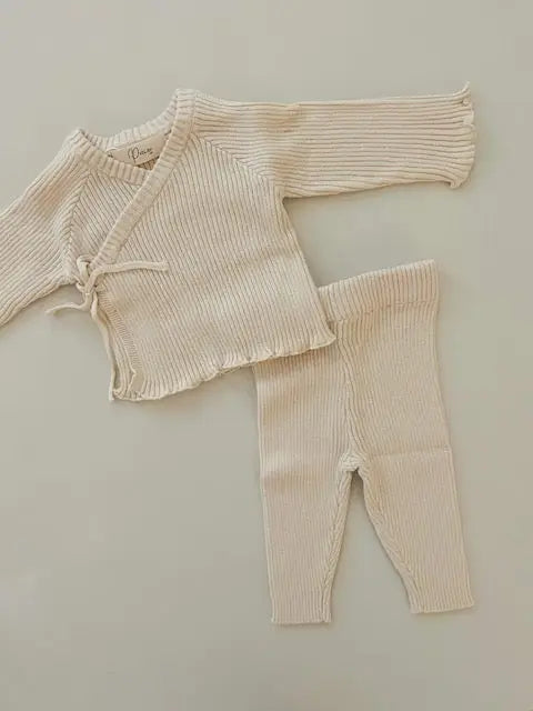 Ribbed Kimono Set Oat-Petite & Co