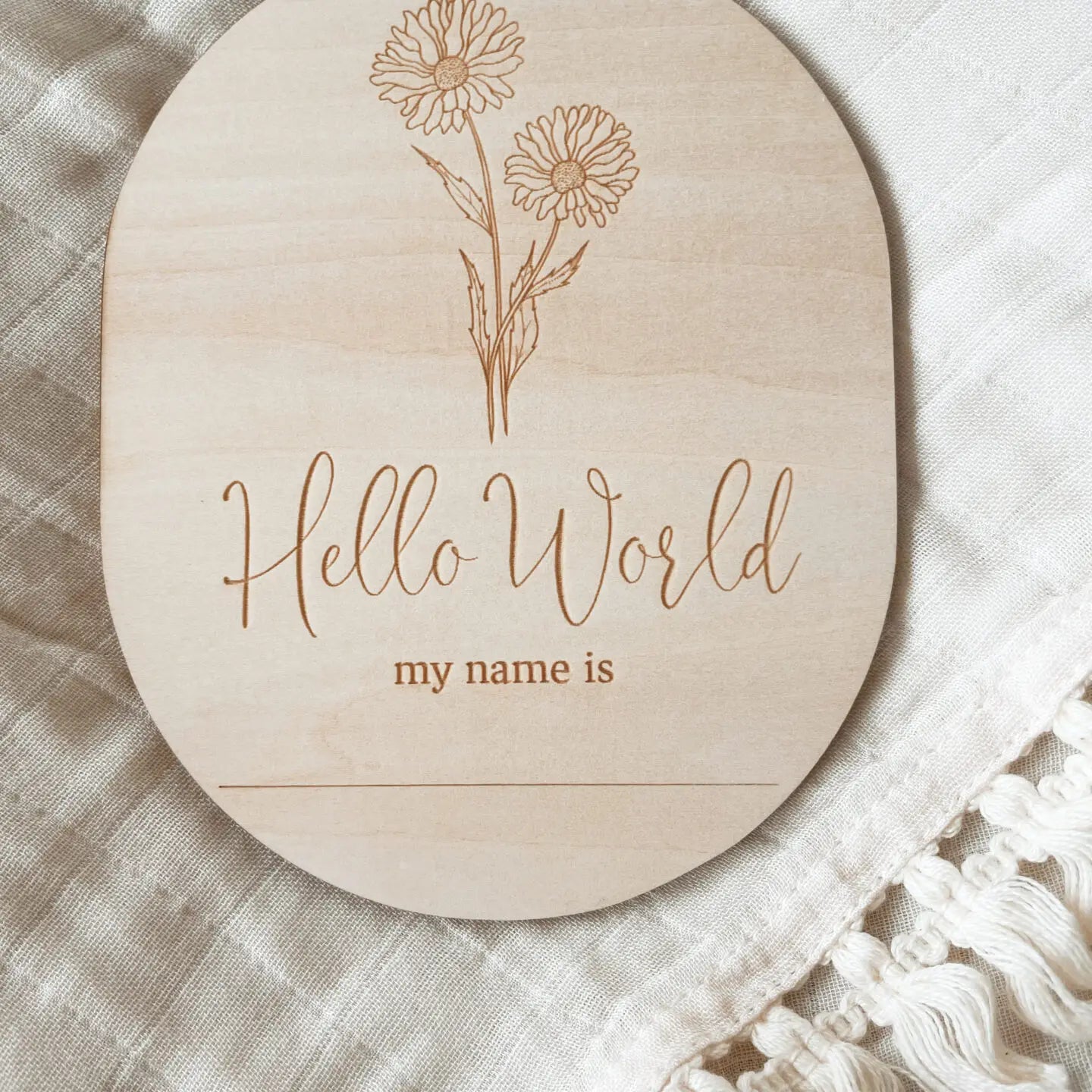 Hello World Flower Disc Birth Announcement Disc-Timber Tinkers