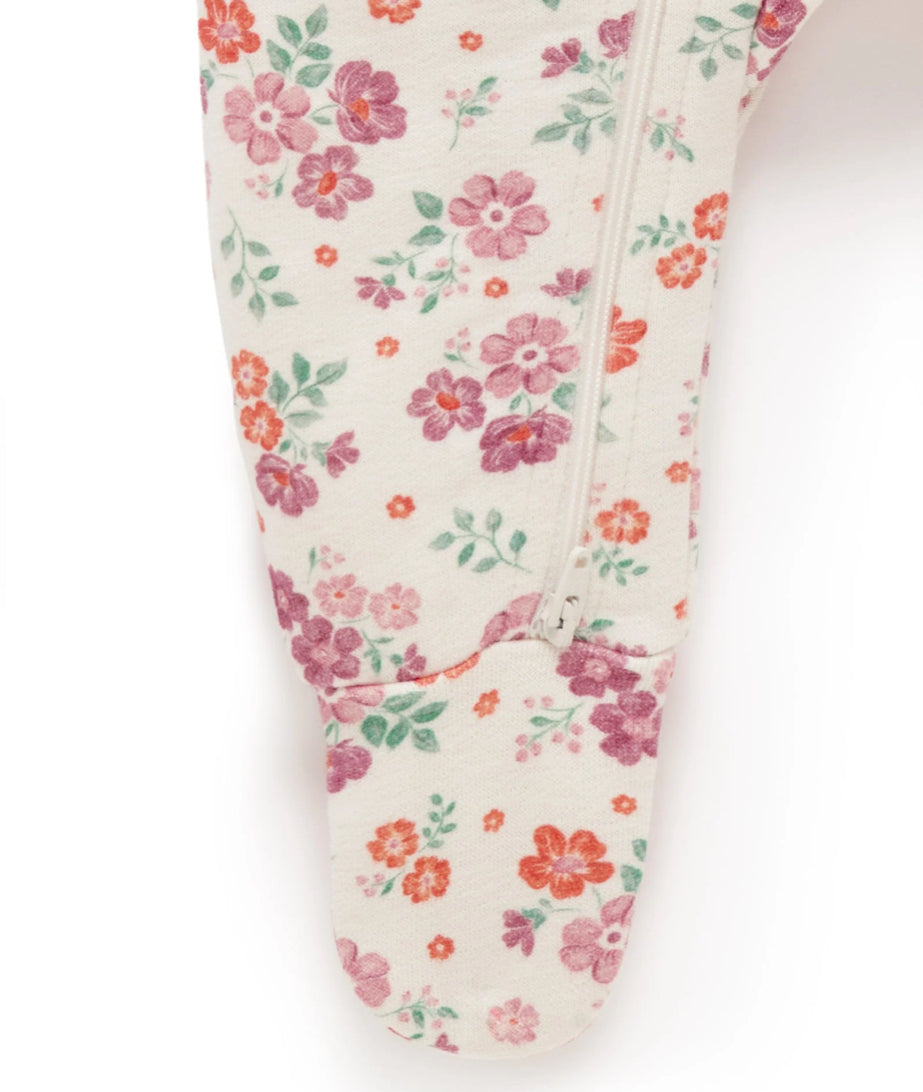 Marshmellow Floral Fleecey Growsuit-Purebaby