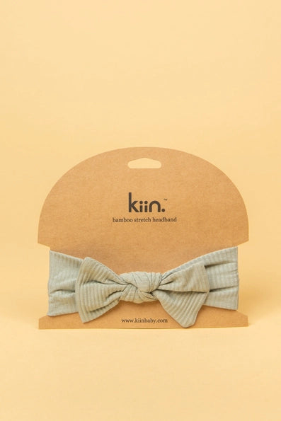 Bamboo stretch Bow Headband|Sage- Kiin Baby