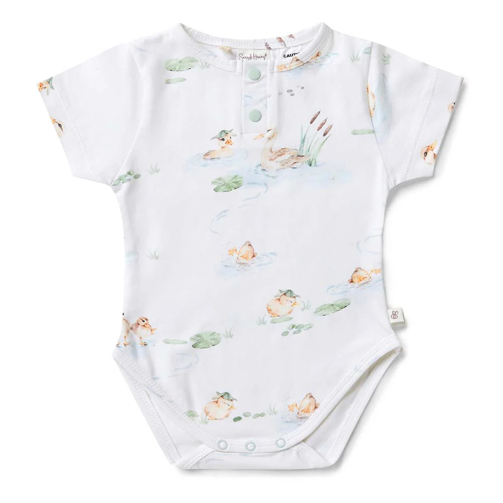 Duck Pond Short Sleeve Bodysuit-Snuggle Hunny