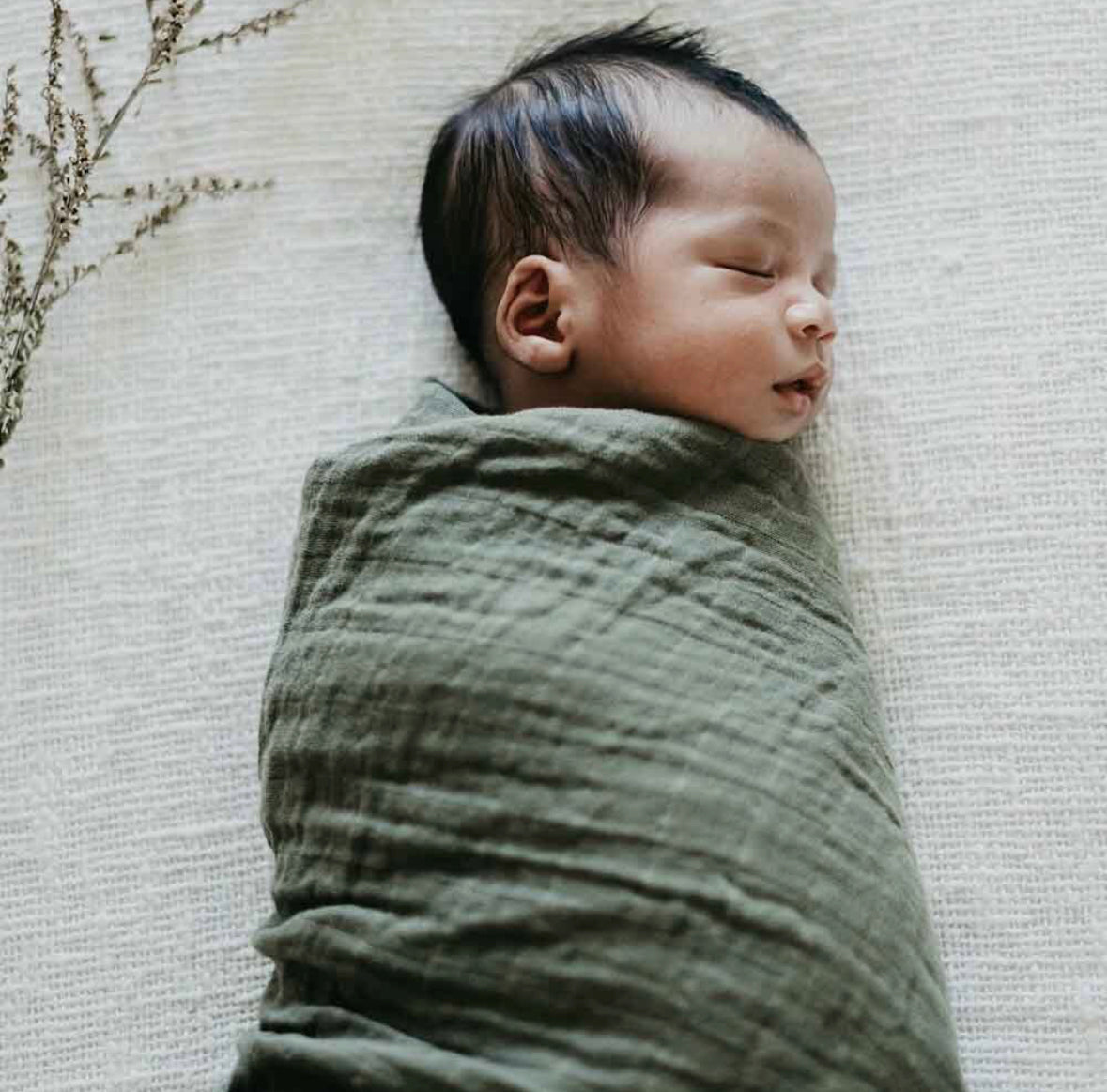 Dusty Olive Organic Muslin Wrap-Snuggle Hunny