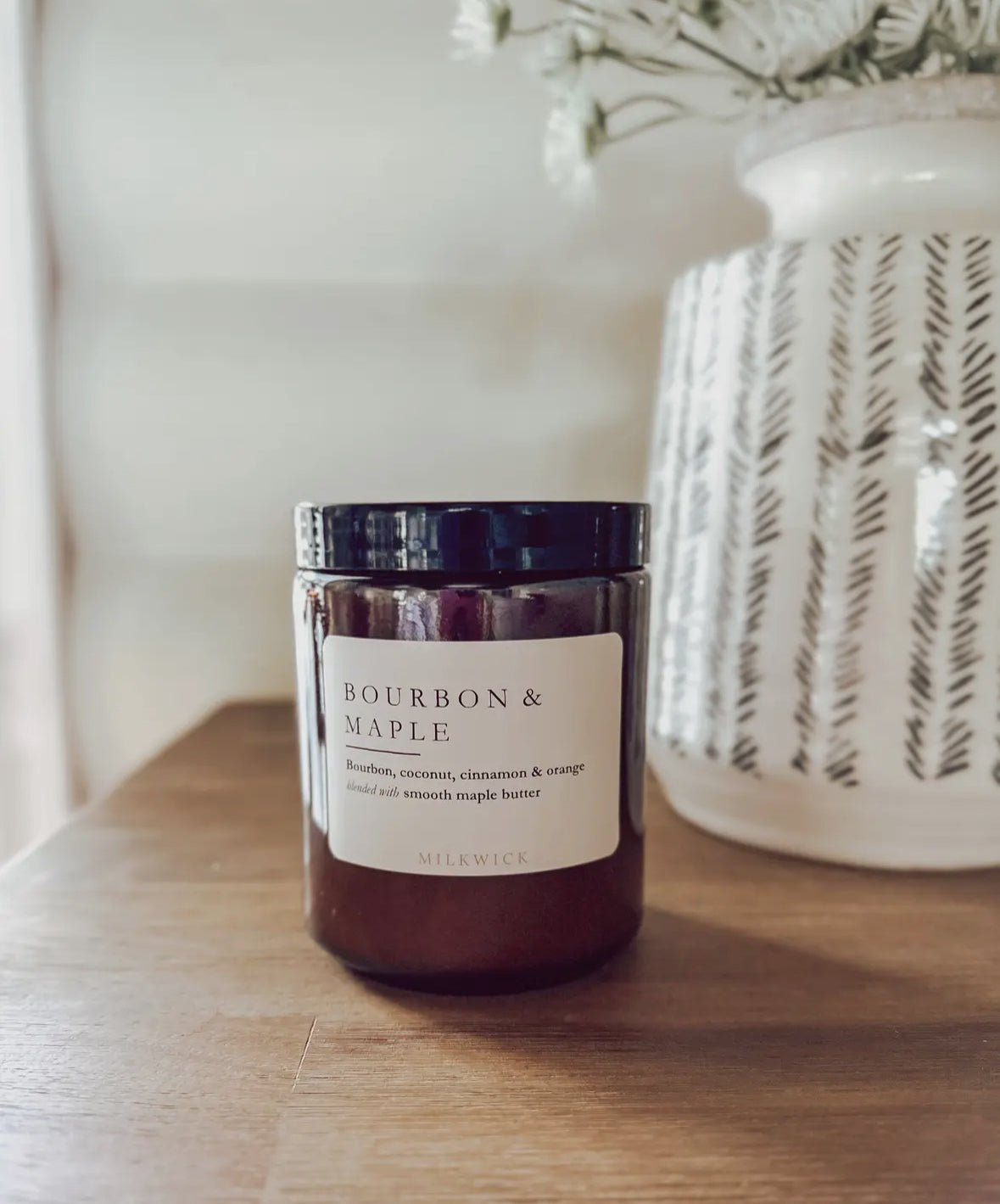 Bourbon & Maple Scented Candle (Amber Jar)-MILKWICK