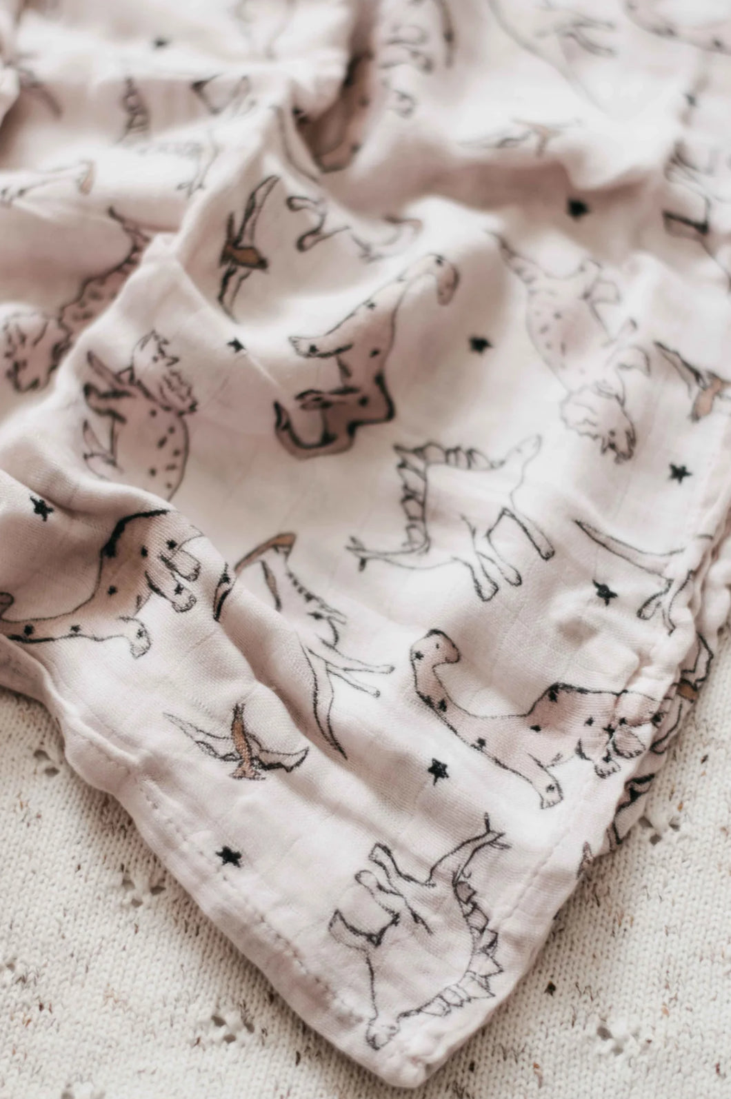 Retrosaurus Bamboo Muslin Swaddle-Bencer & Hazelnut