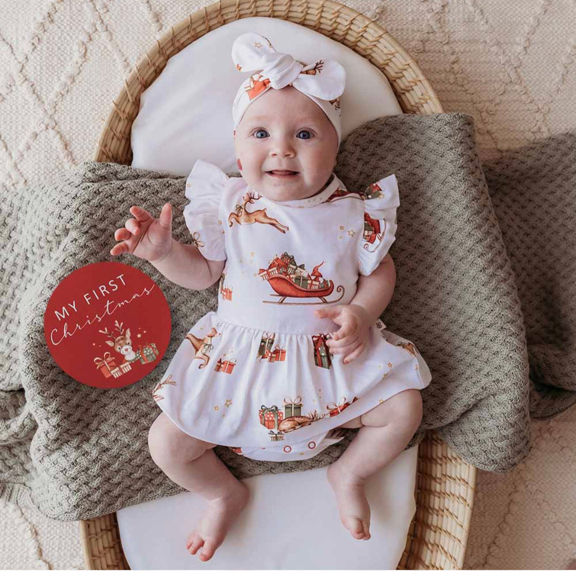 Reindeer Organic Dress- Snuggle Hunny