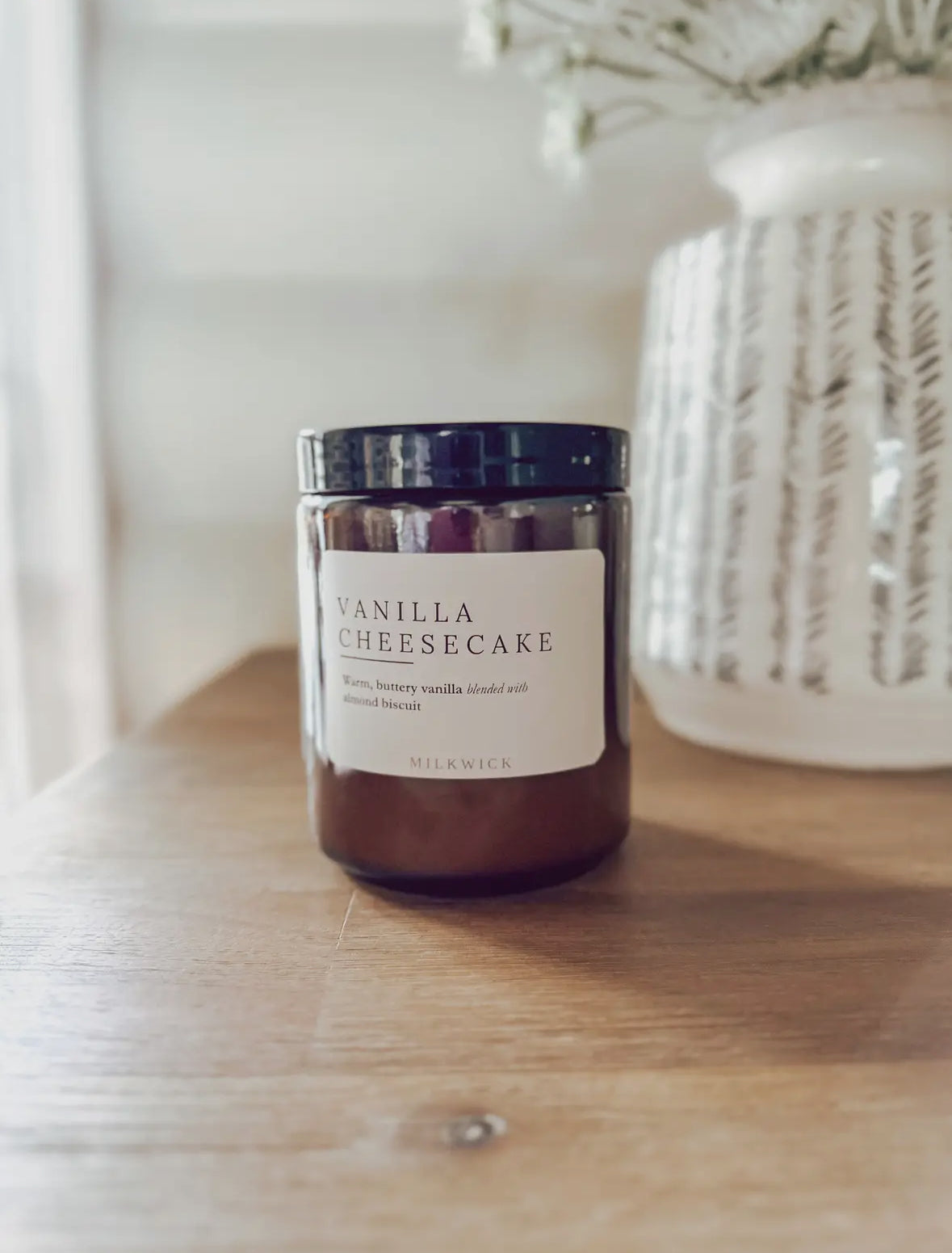 Vanilla Cheesecake Scented Candle (Amber Jar)-MILKWICK