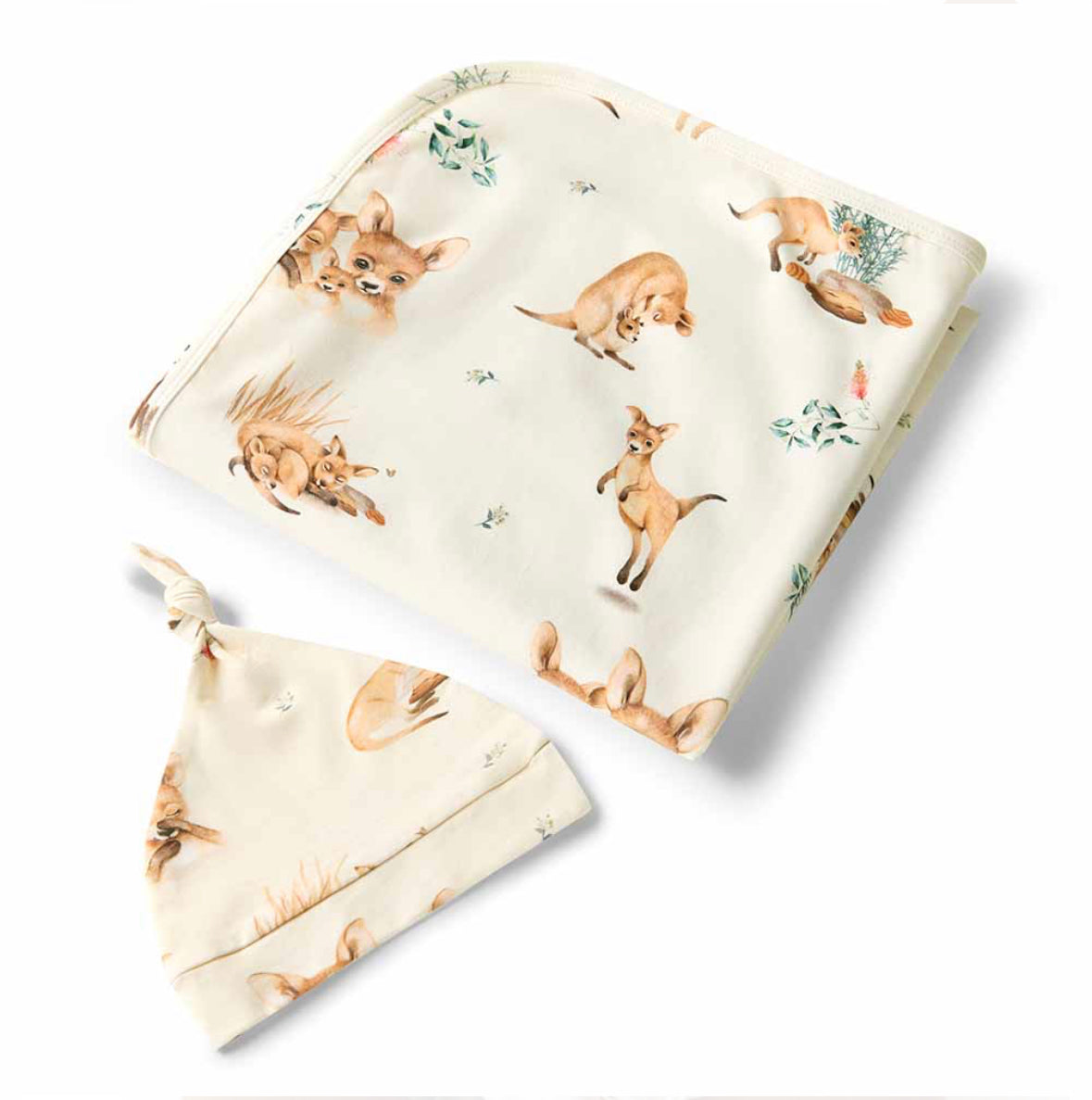 Kanga Organic Jersey wrap and Beanie Set- Snuggle Hunny