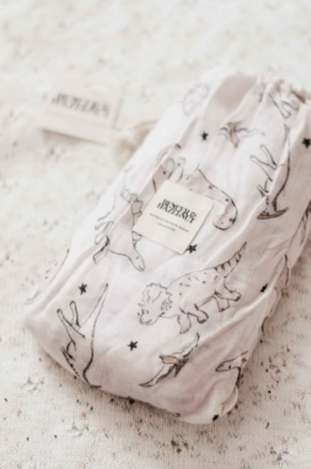 Retrosaurus Bamboo Muslin Swaddle-Bencer & Hazelnut