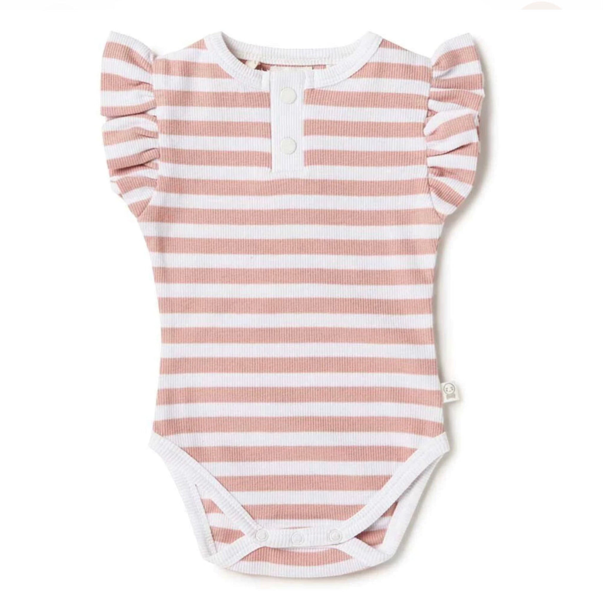 Rose Milk Stripe Short Sleeve Organic Bodysuit- Snuggle Hunny