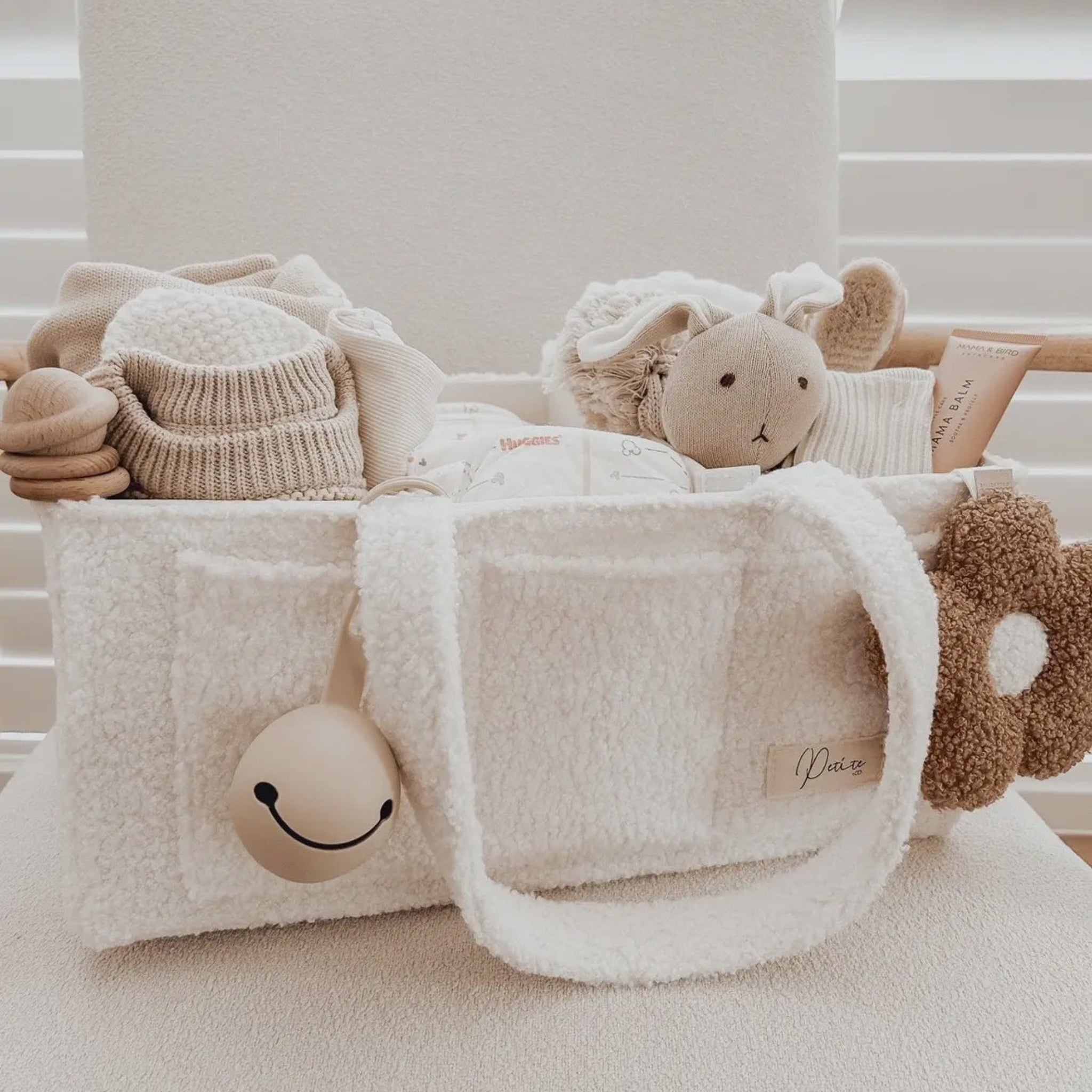 Nappy Caddy Snow Organiser with Teddy Handles-  Petite & Co