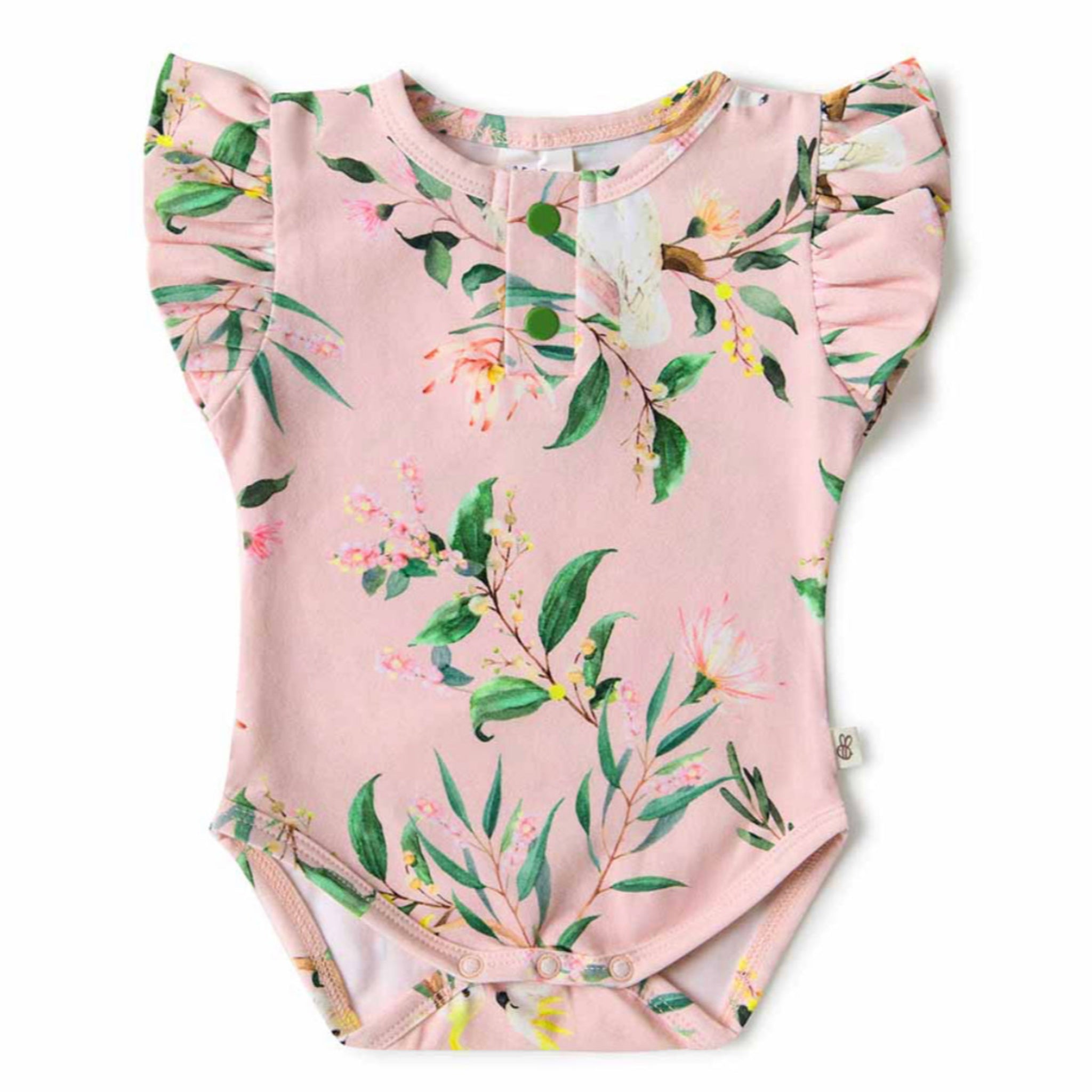 Cockatoo Short Sleeve Organic Bodysuit with Frill - Snuggle Hunny