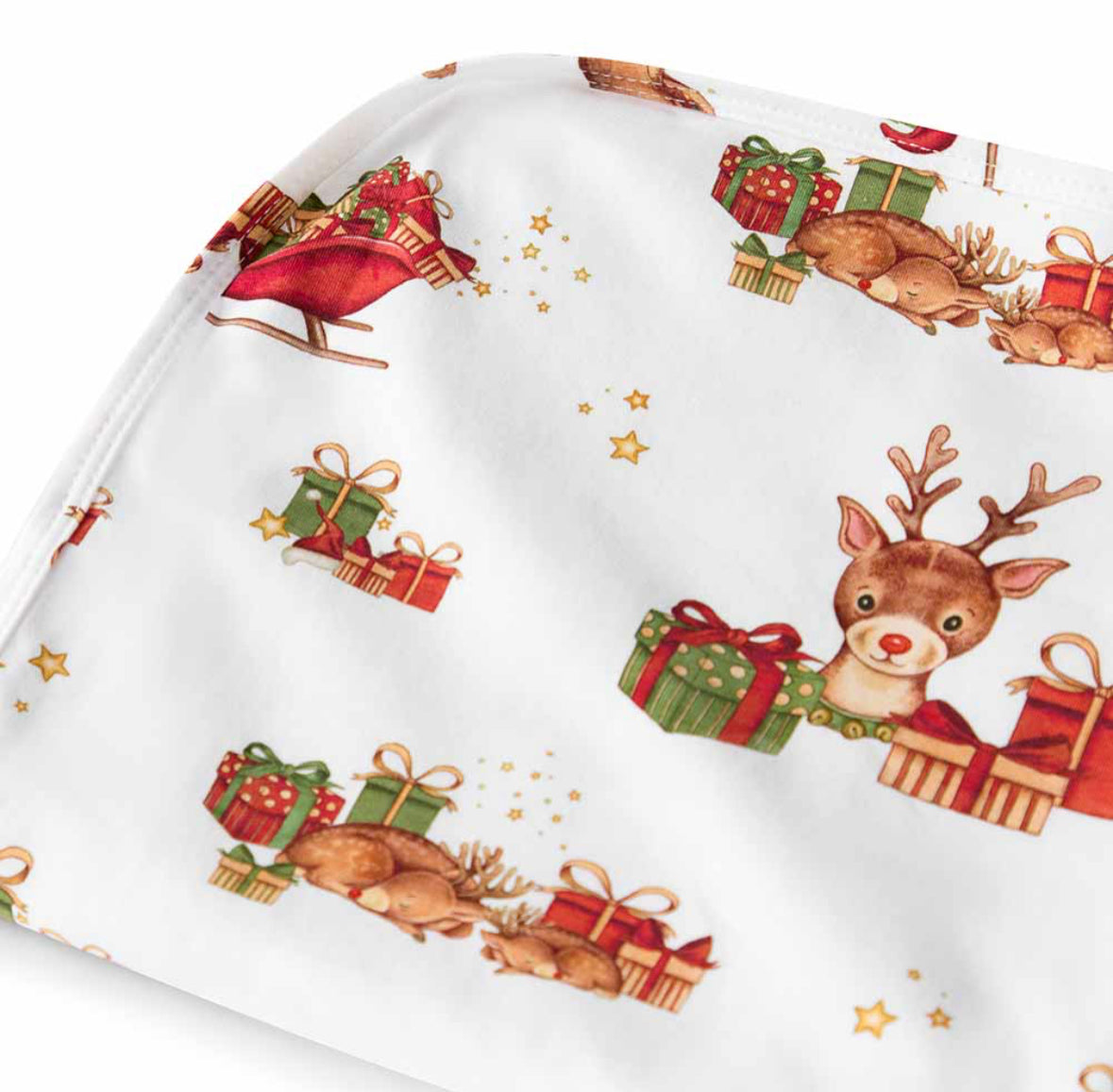 Reindeer Organic Jersey Wrap,Beanie & Milestone Card Set- Snuggle Hunny