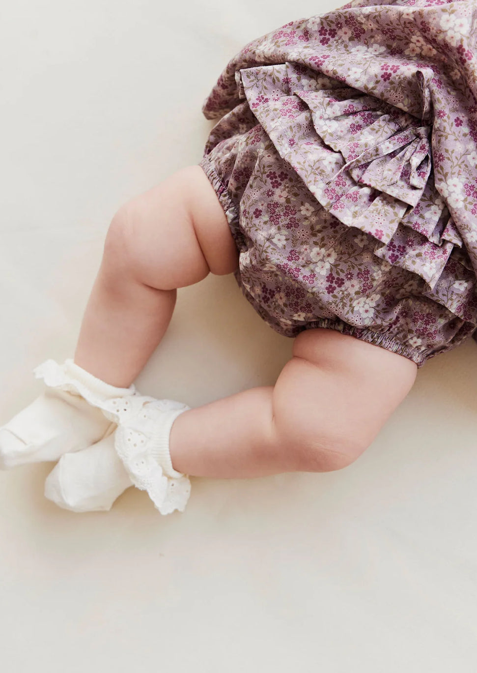 Organic Cotton Kennedy Bloomers Pansy Floral Fawn- Jamie Kay