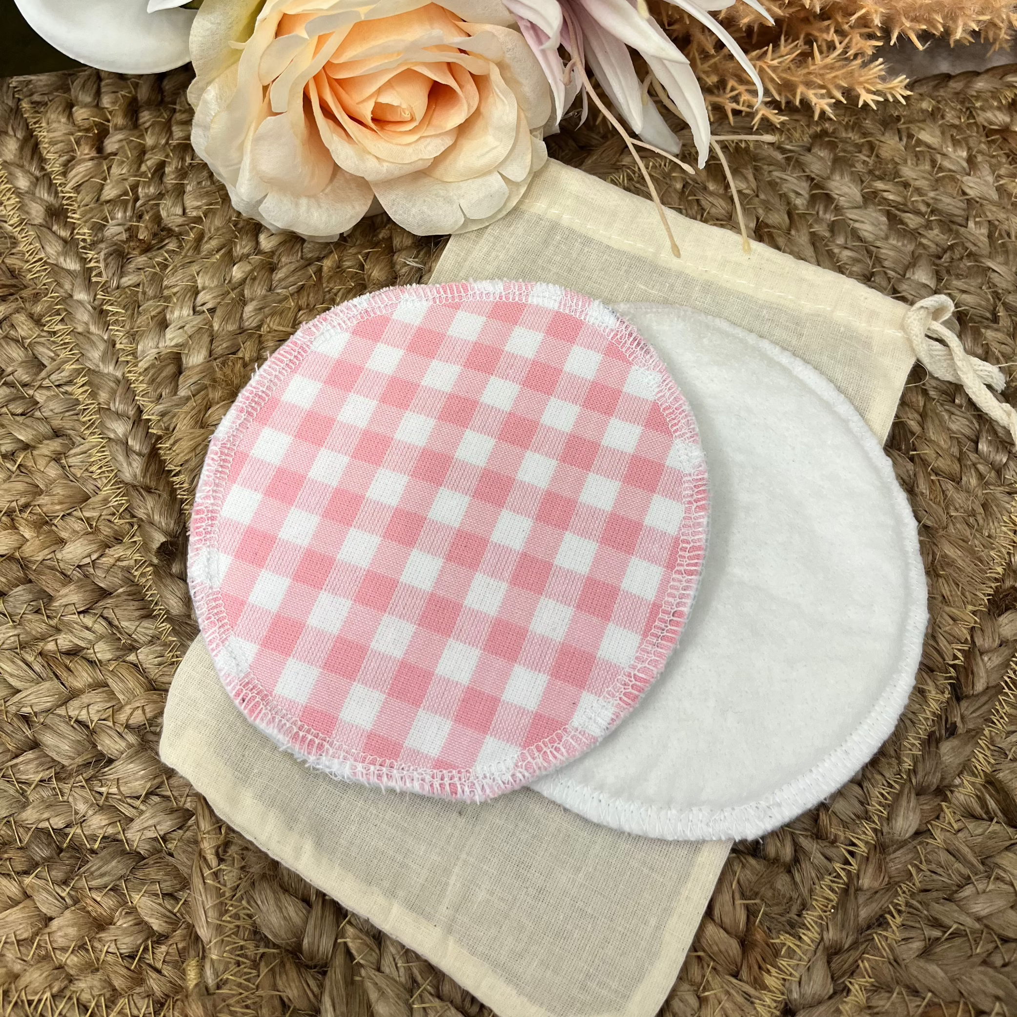 Pink Gingham Reusable Breast pads-Everly Lane