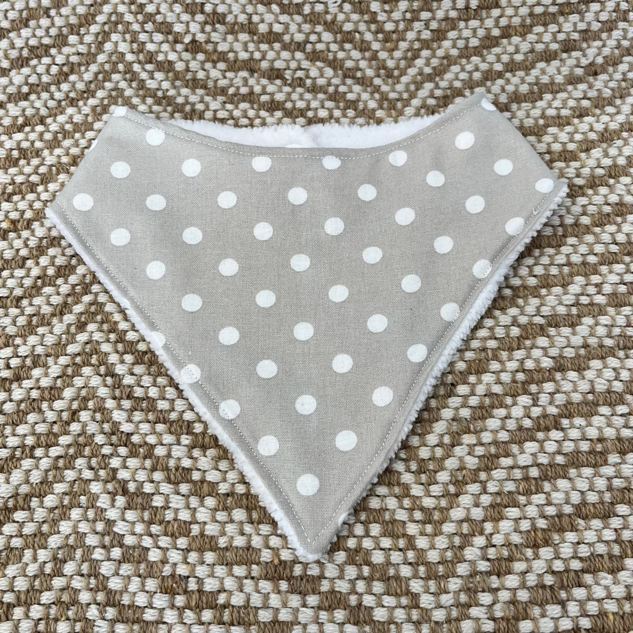 Tan with White Polka Dot  Dribble Bib-Everly Lane