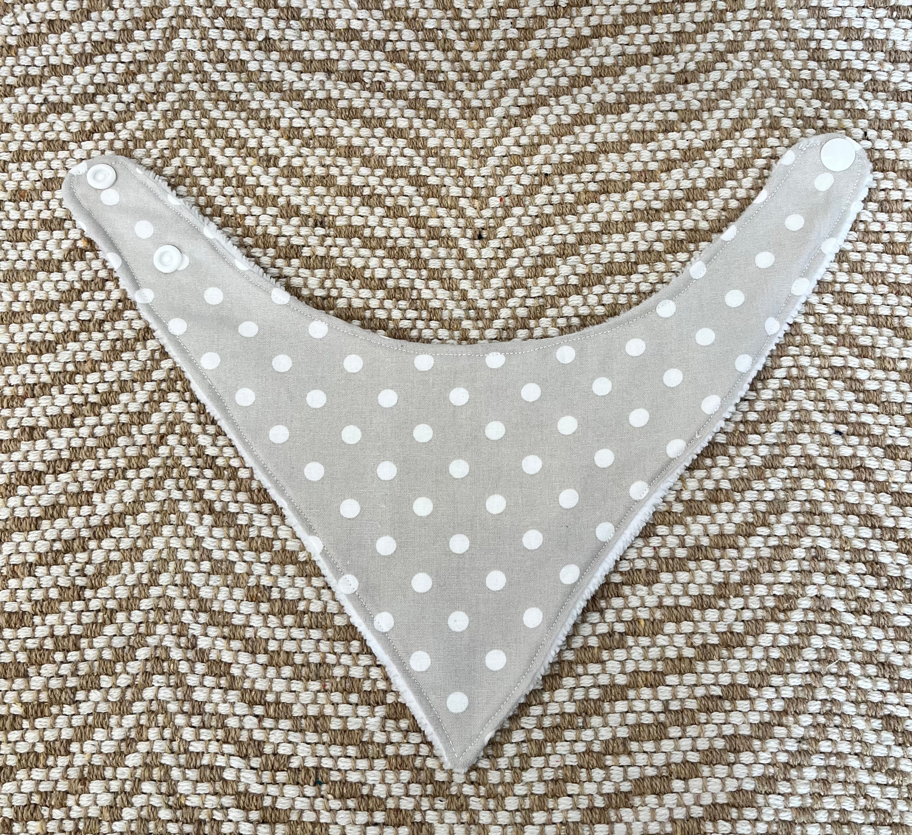 Tan with White Polka Dot  Dribble Bib-Everly Lane