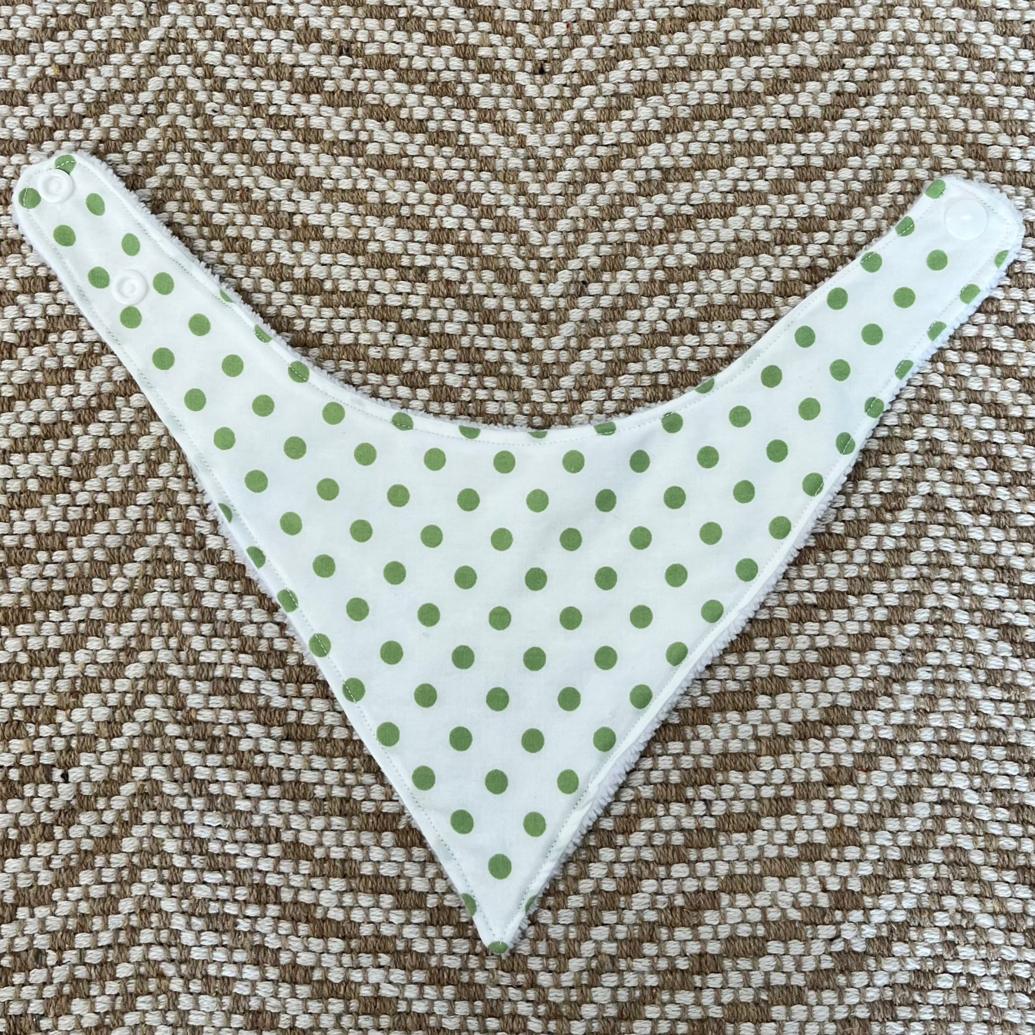 Sage Polka Dot Dribble Bib-Everly Lane