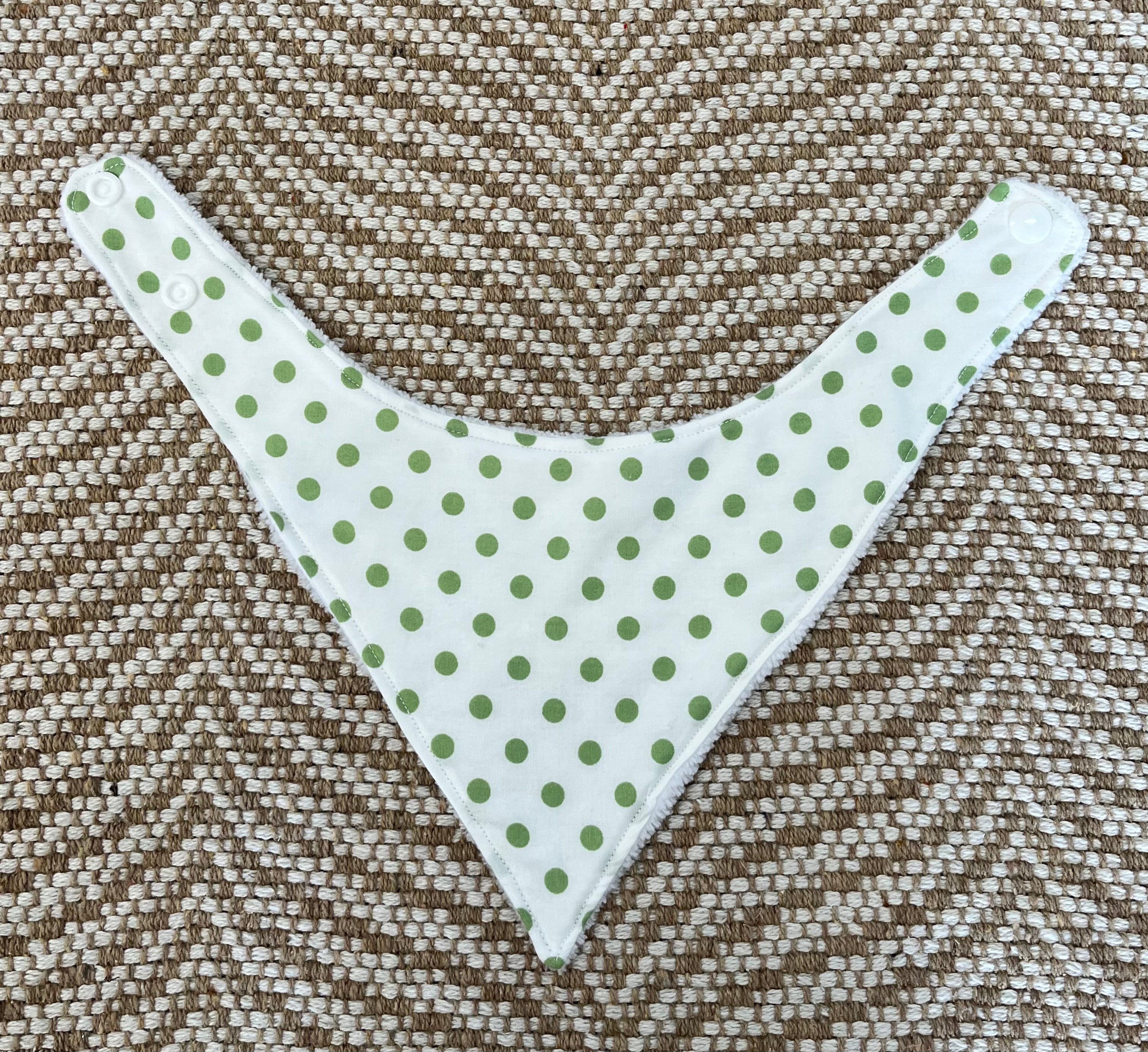 Sage Polka Dot Dribble Bib-Everly Lane