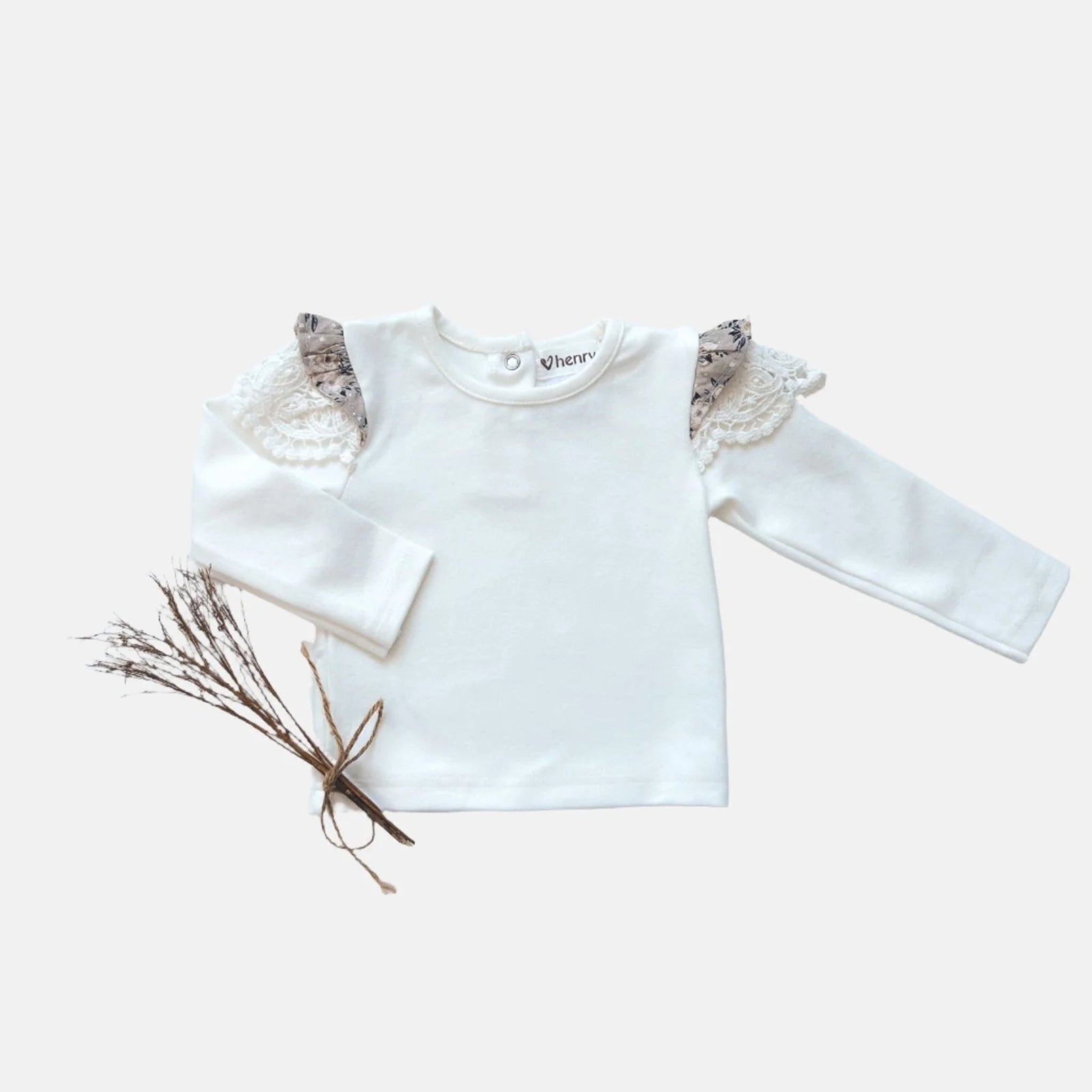 Baby Girls LS Print Top Cream-Love Henry