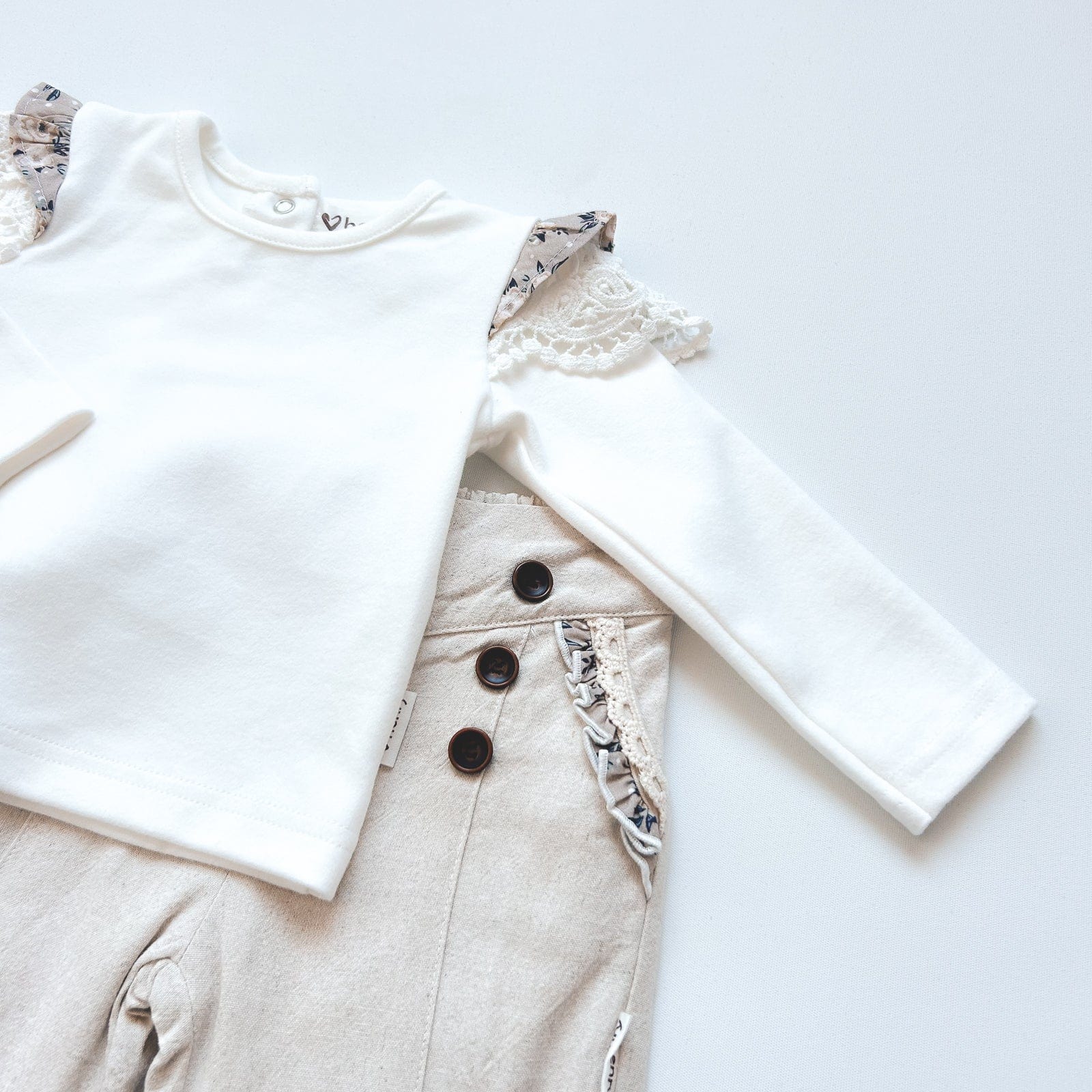 Baby Girls LS Print Top Cream-Love Henry