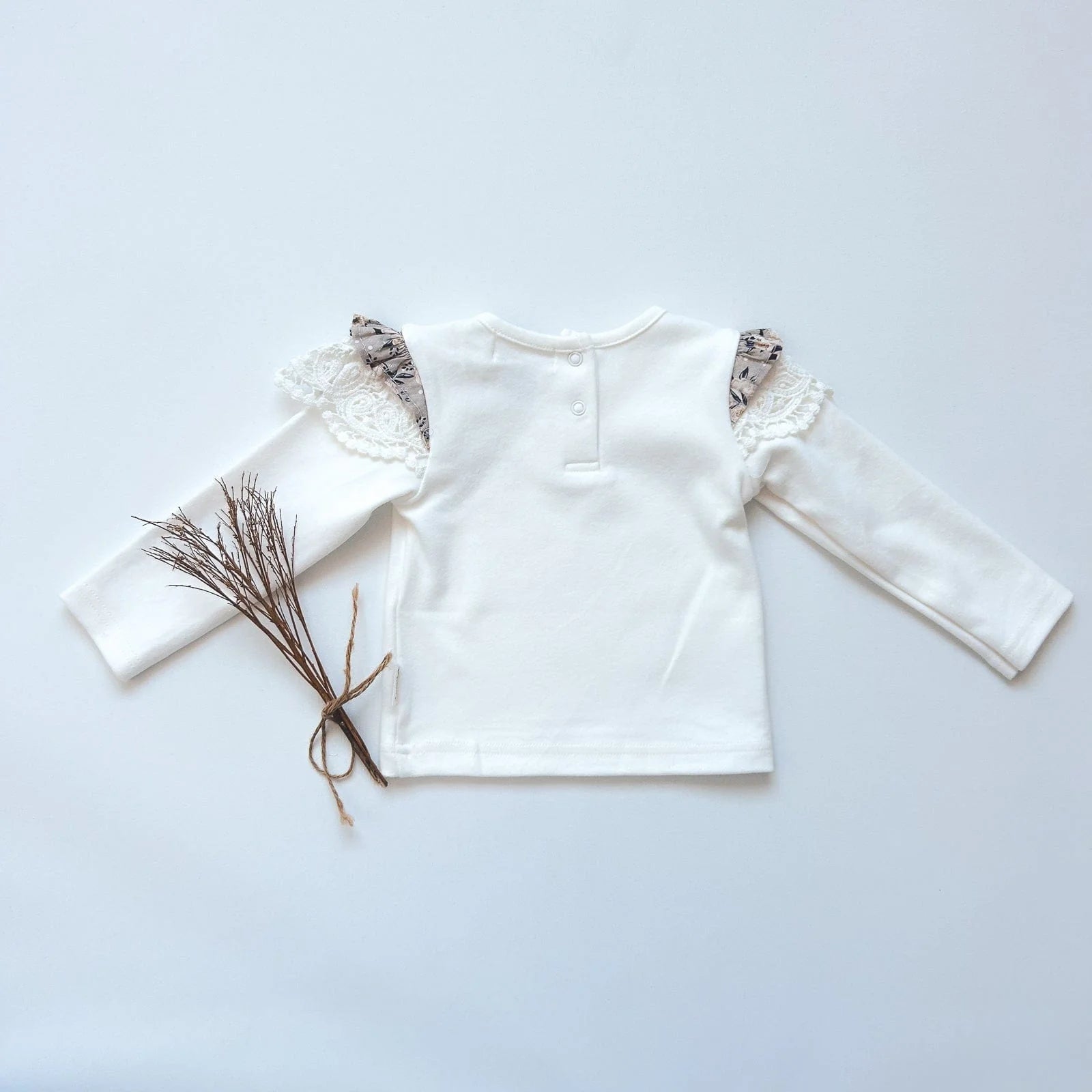 Baby Girls LS Print Top Cream-Love Henry