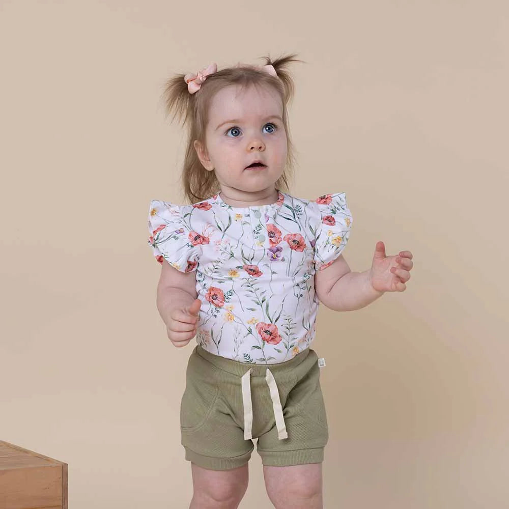 Meadow Short Sleeve Bodysuit with Frill-Snuggle Hunny