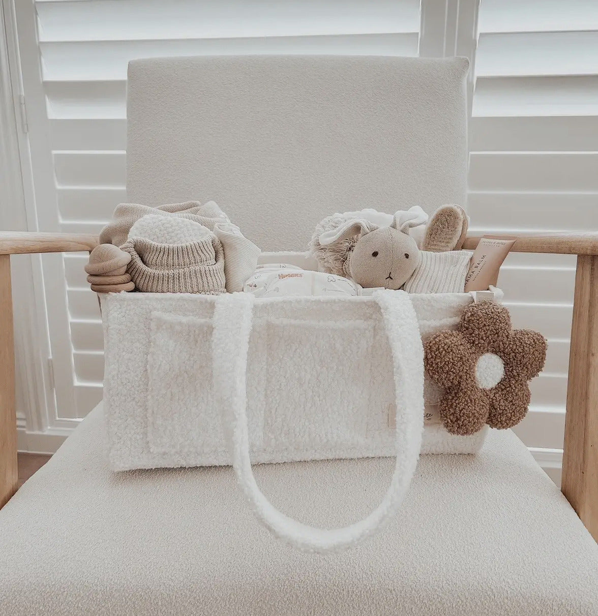 Nappy Caddy Snow Organiser with Teddy Handles-  Petite & Co