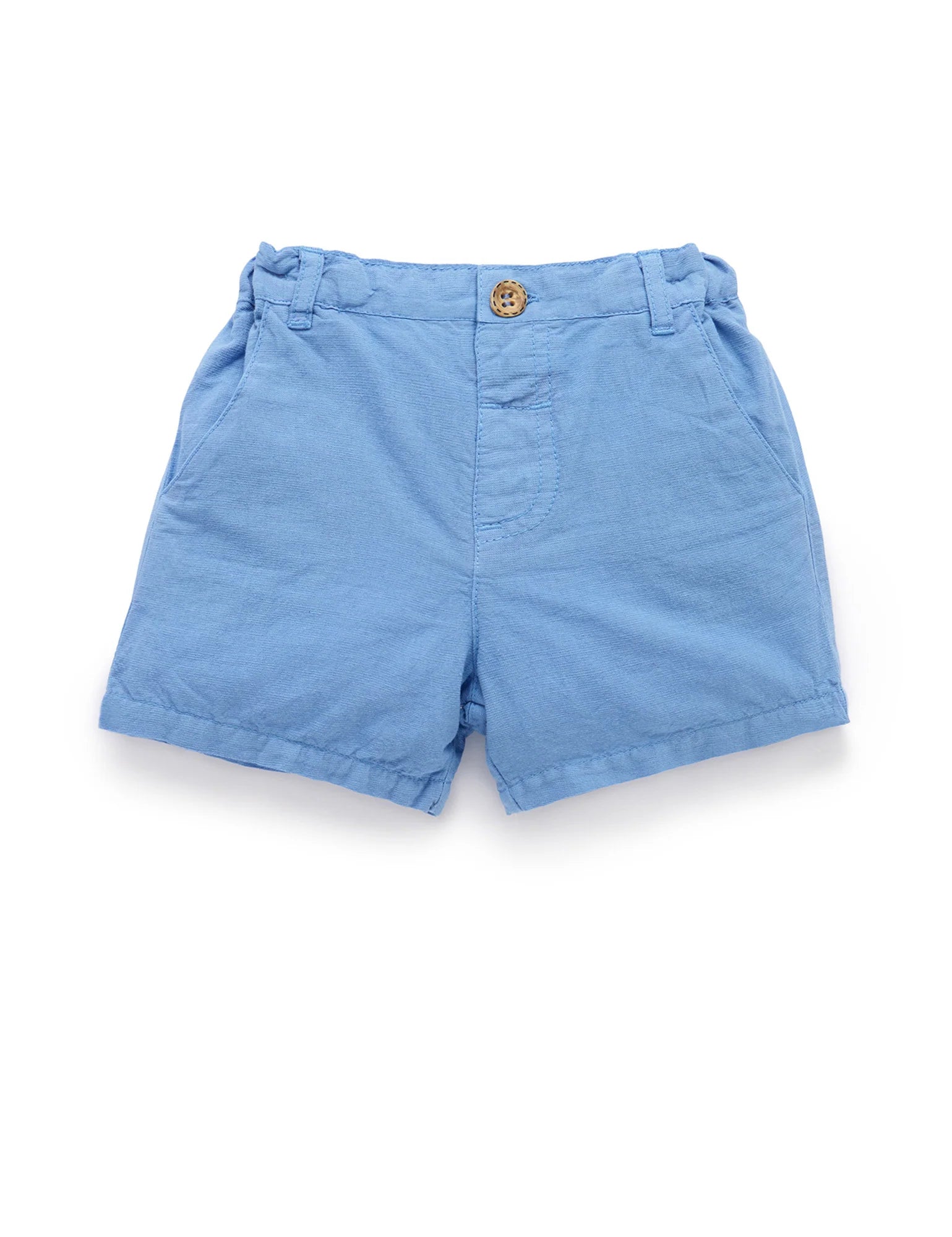 Linen Blend Shorts Ocean- Purebaby