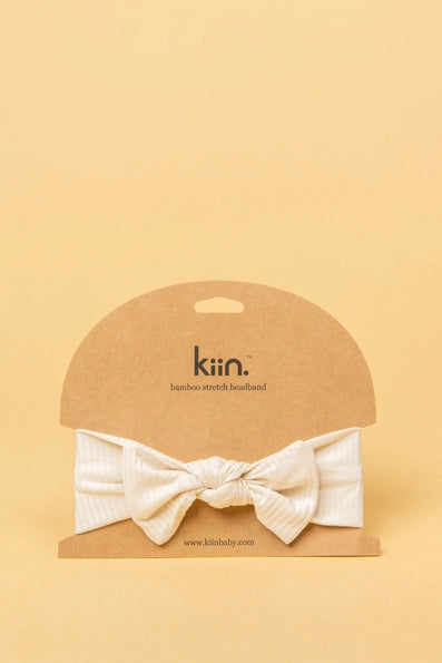 Bamboo Stretch Bow Headband|Ivory-Kiin Baby