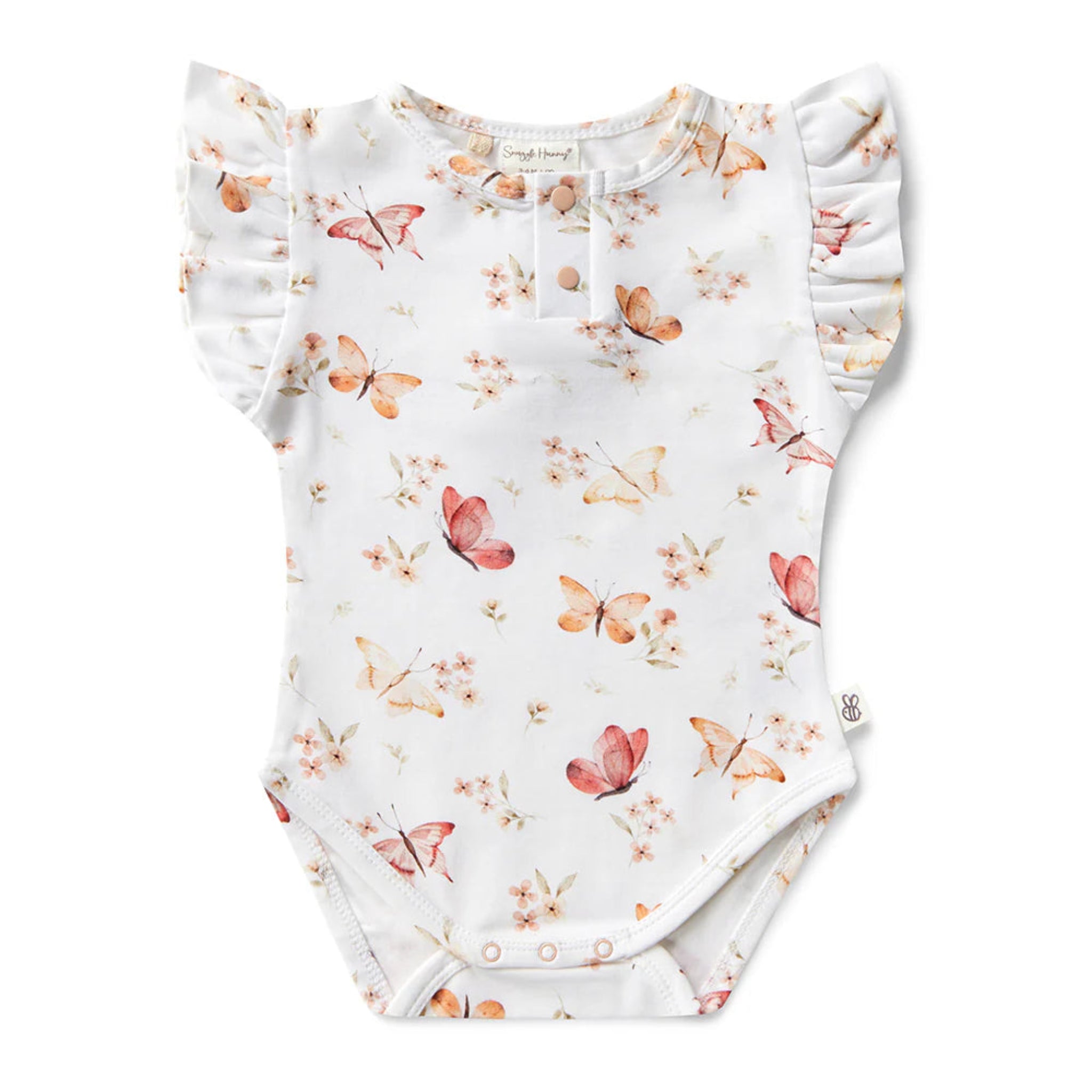 Butterfly Short Sleeve Bodysuit with Frill-Snuggle Hunny