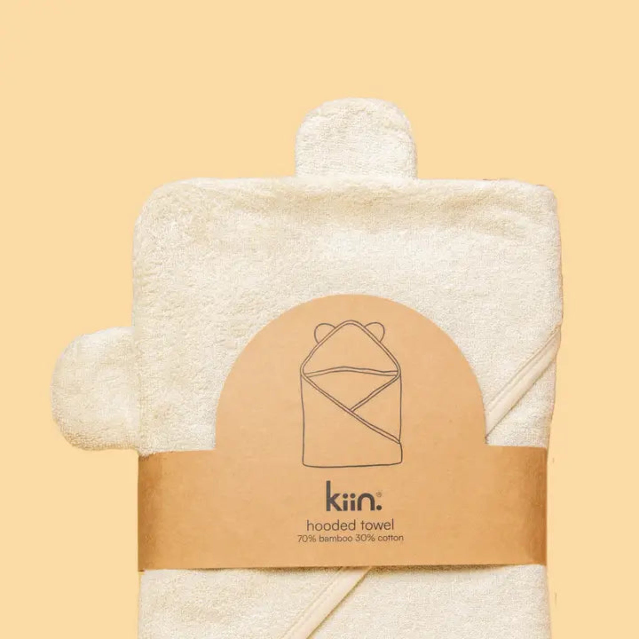 Hooded Towel Ivory-Kiin Baby