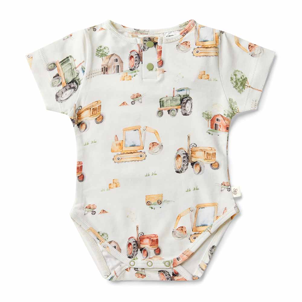 Digger & Tractor Short Sleeve Bodysuit-Snuggle Hunny