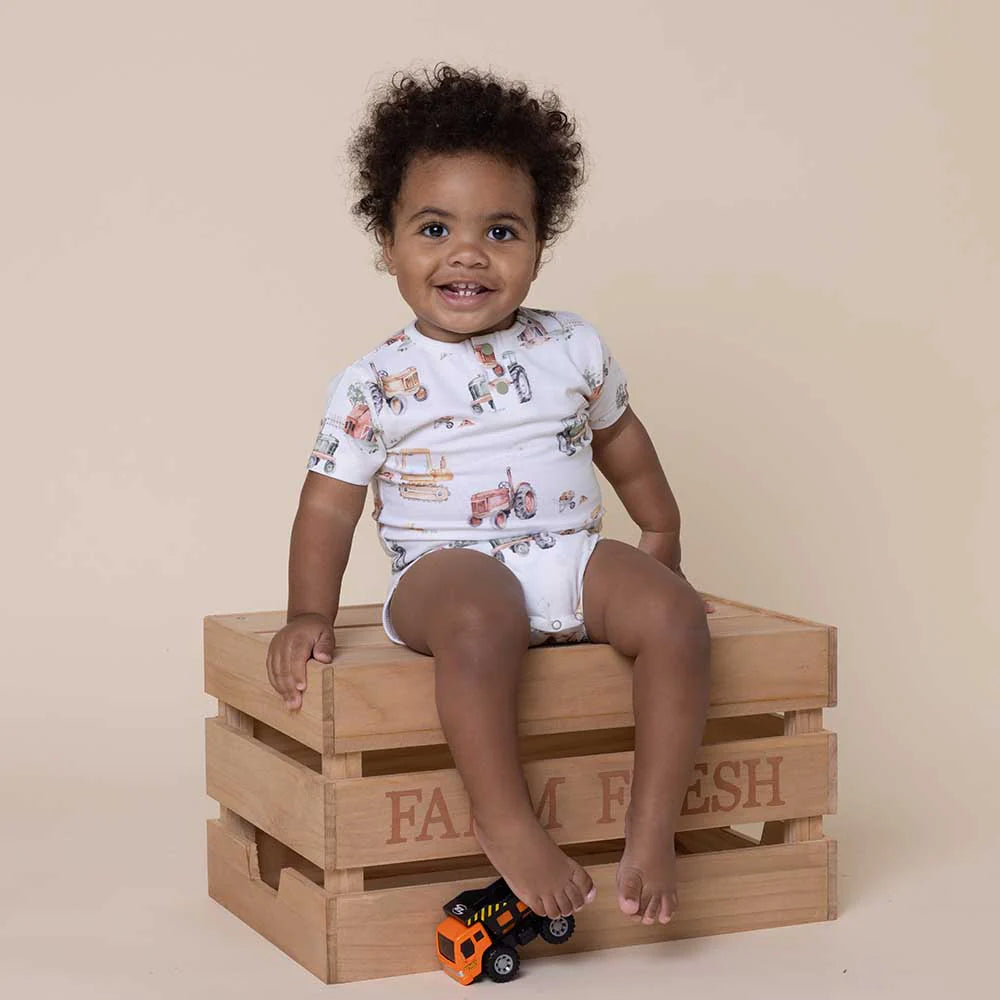 Digger & Tractor Short Sleeve Bodysuit-Snuggle Hunny