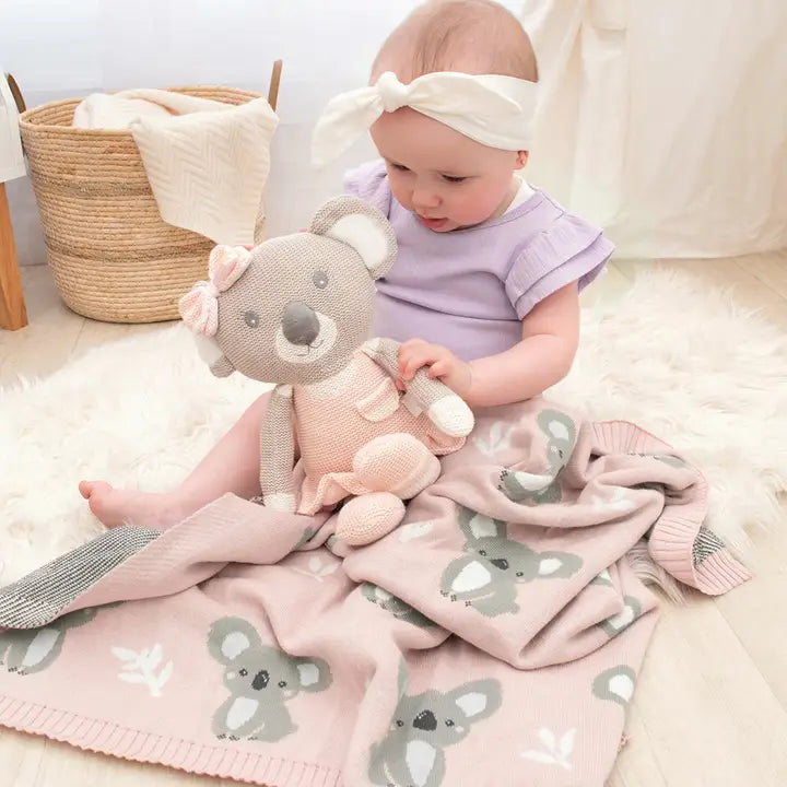 Koala/Blush Australiana Baby Blanket-Living Textiles