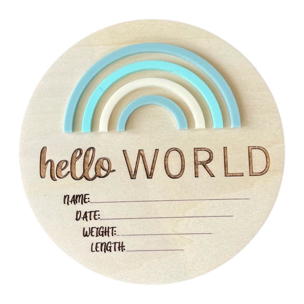 Hello World Rainbow Blue Skies Announcement Disc-Timber Tinkers