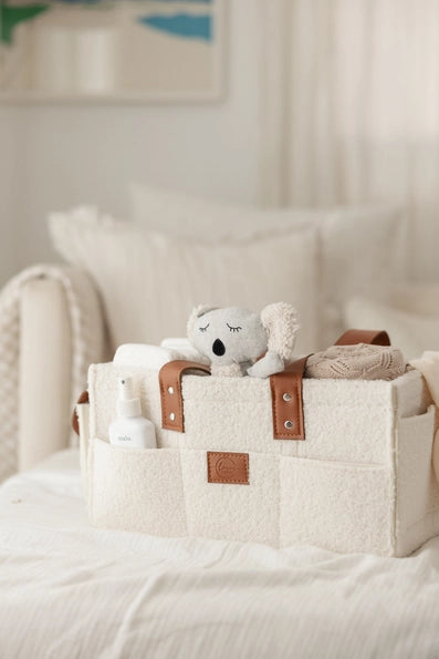 Nappy Caddy Organiser Cream-Linen Label