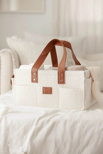 Nappy Caddy Organiser Cream-Linen Label