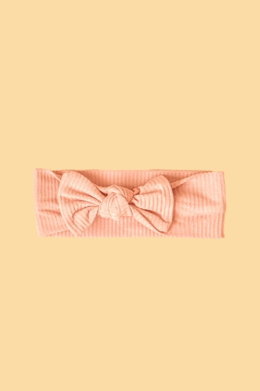 Bamboo Stretch Bow Headband Peach Sunset-Kiin Baby